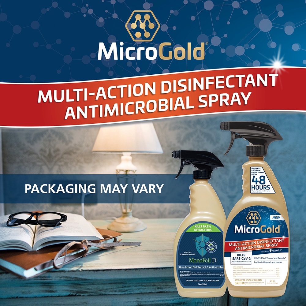 MICROGOLD DISINFECTANT ANTIMICROBIAL MONOFOIL 2024 D BACTERIA HARD SURFACE SPRAY 6 PC