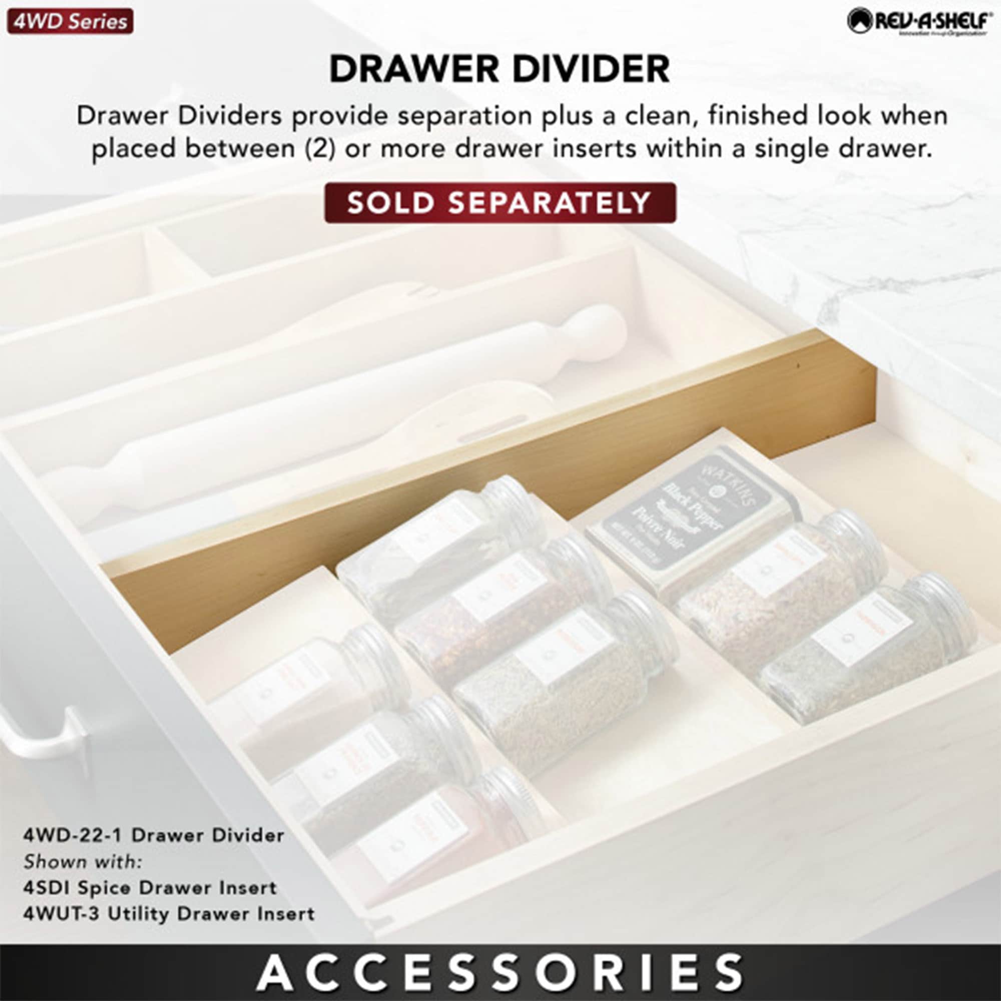 Natural Maple 3-Tier Wooden Spice Drawer Organizer Insert