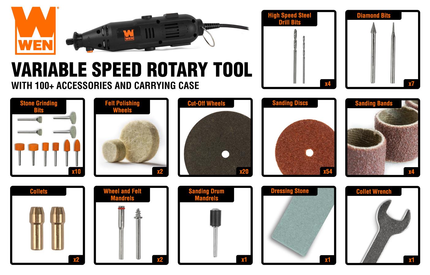 WEN Variable speed 1 -Amp Multipurpose Corded Rotary Tool Kit