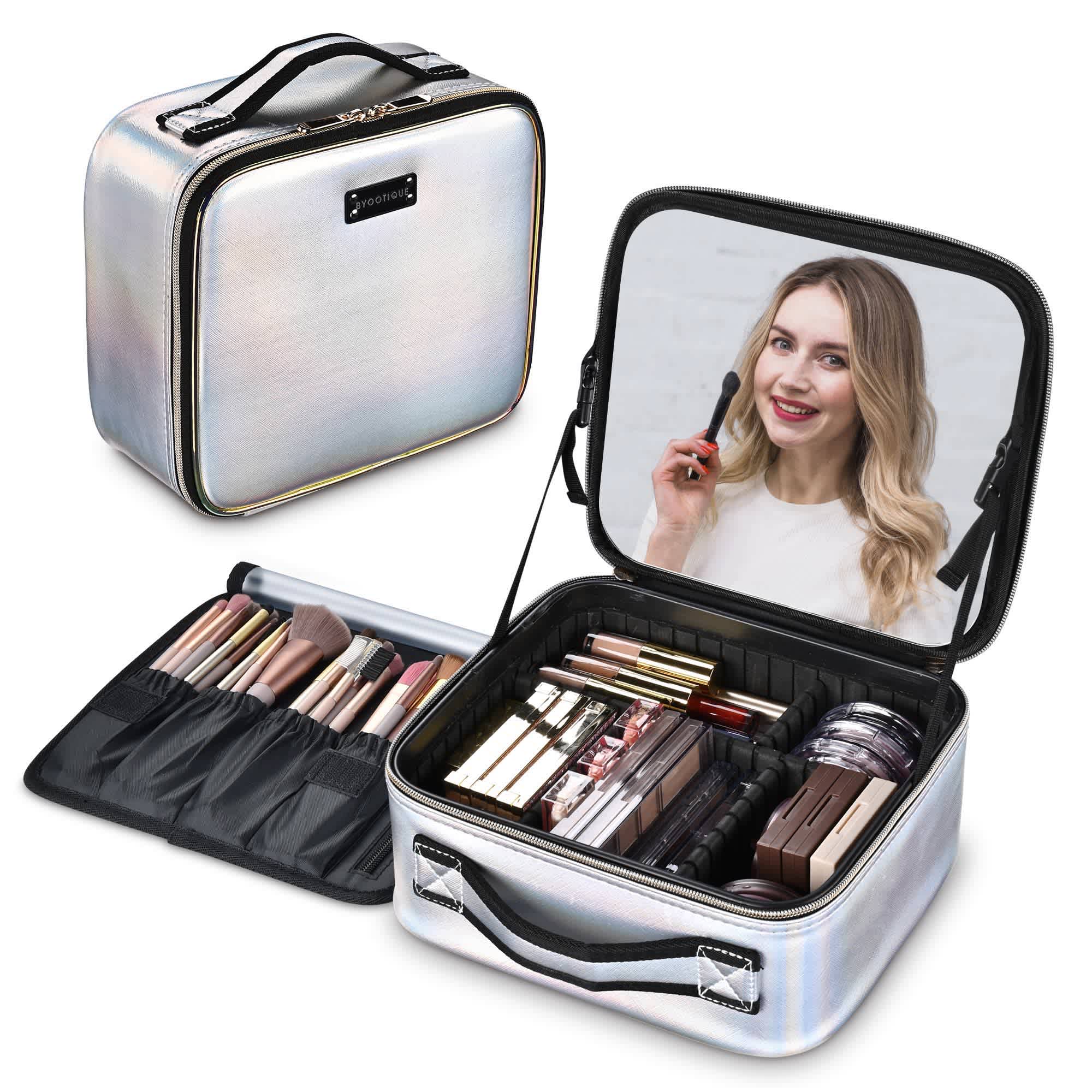 Yescom 12MKC040-BAG-11-LO Byootique Makeup Bag Travel Portable Cosmetic Storage Case with Mirror  Organizer for Cosmetics Makeup Brushes Toiletry