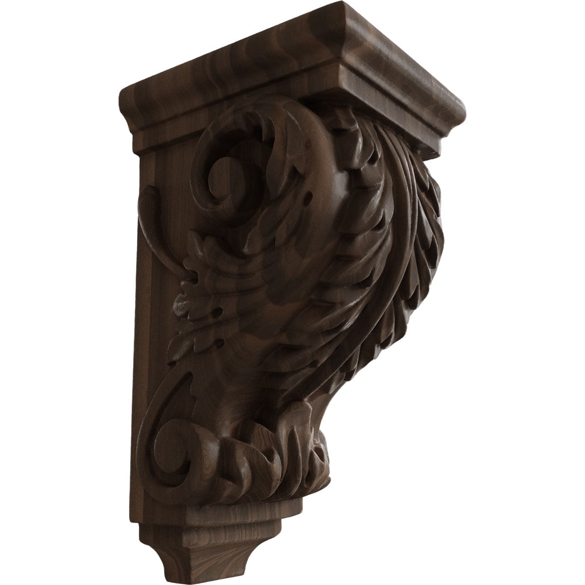 Ekena Millwork CORW03X04X07ACWA 3.5-in x 4.0-in x 7-in Unfinished Walnut Wood Paintable/Stainable Corbel