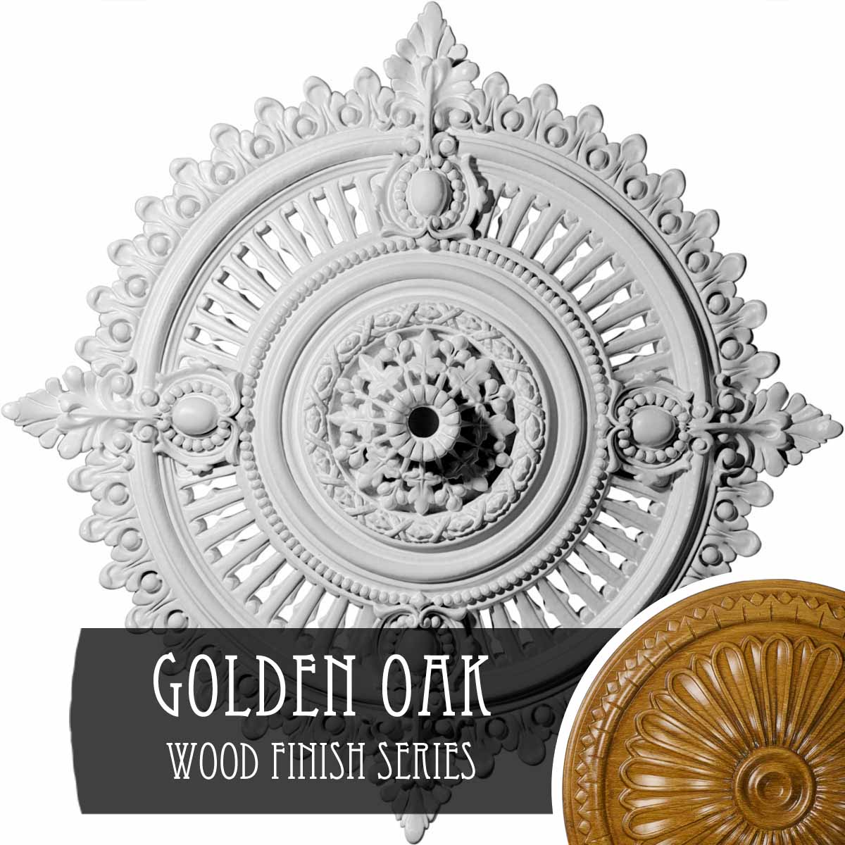 Ekena Millwork CM29HYGOS Haylynn 29.125-in W x 29.125-in L Golden Oak Polyurethane Ceiling Medallion