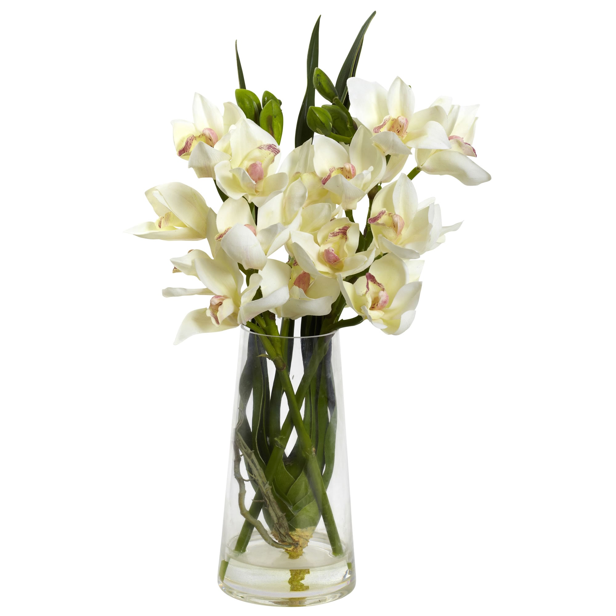 Nearly Natural 4992 19-Inches White/Green Indoor Desktop Silk Artificial flower