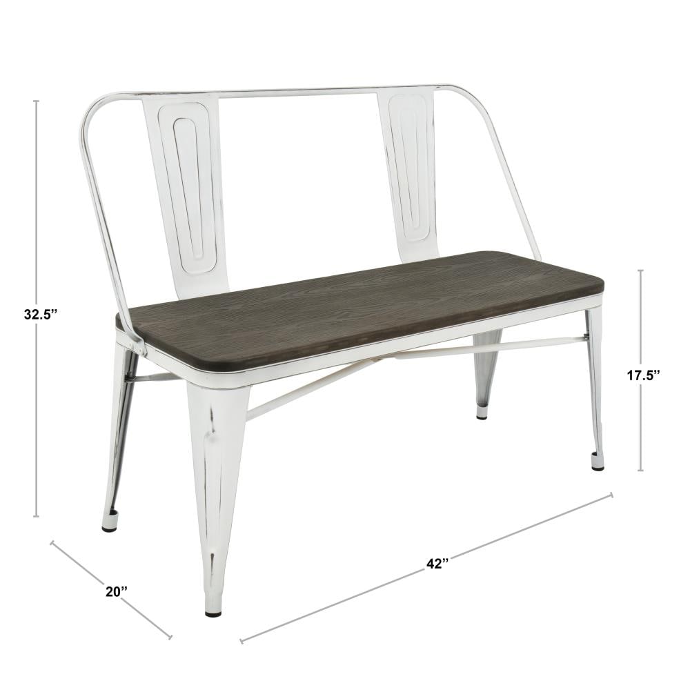 LumiSource Oregon Farmhouse Grey, Brown Accent Bench 20-in x 42-in x 32 ...