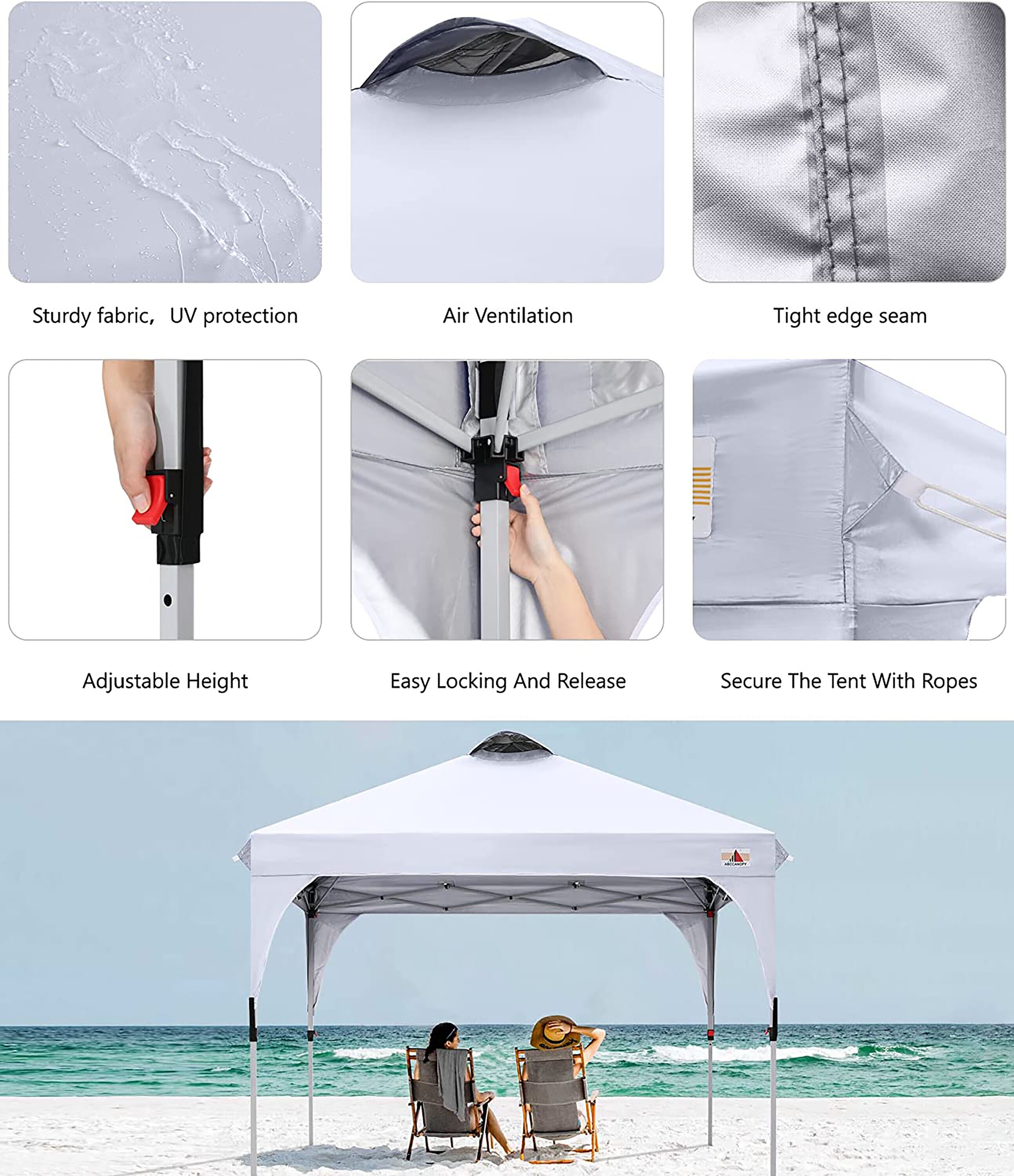 ABCCANOPY 10ft x 10ft Square White Popup Canopy 10X10JQWHITE at