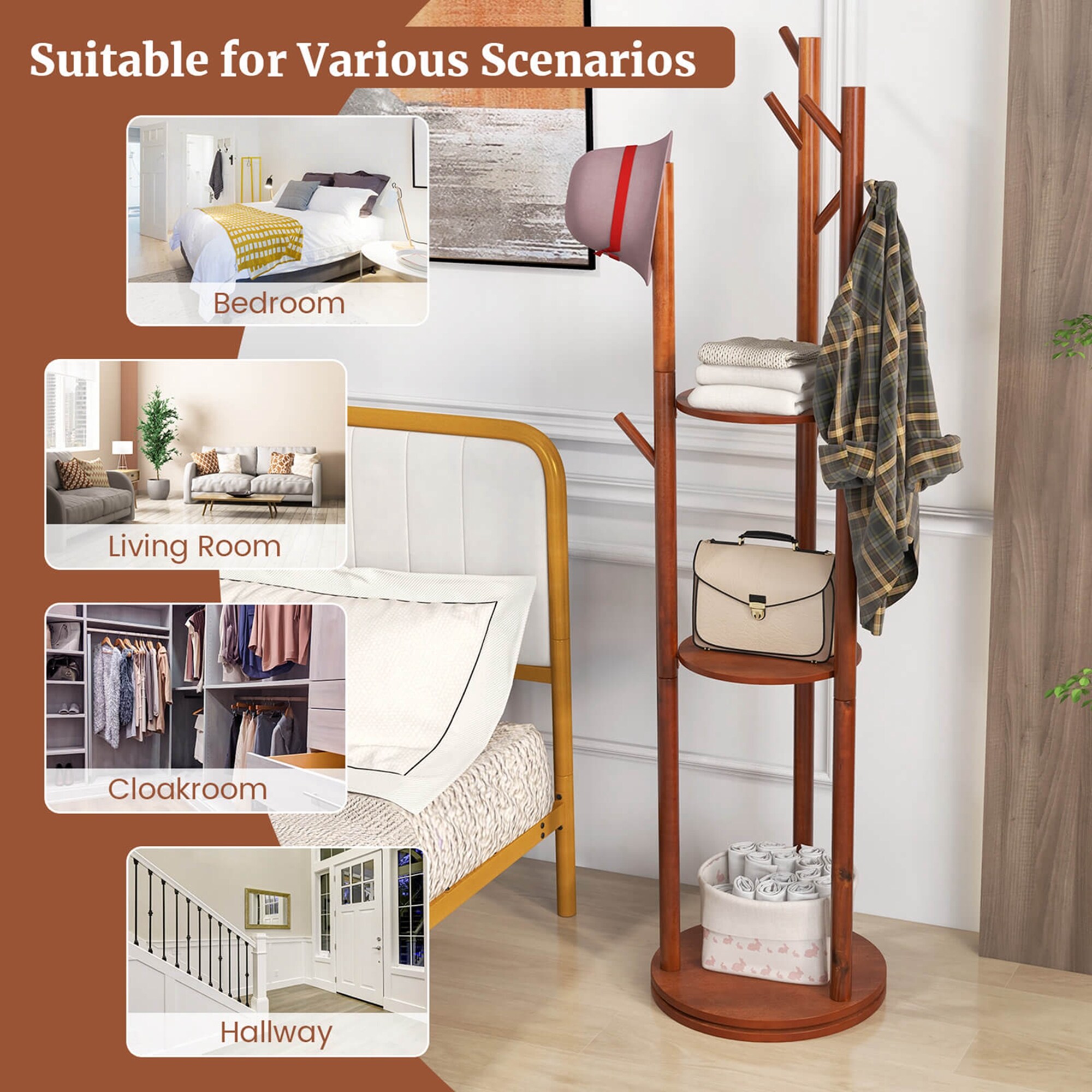 Costway HCST01303 Coatrack-Stands-Pedestals - View #7