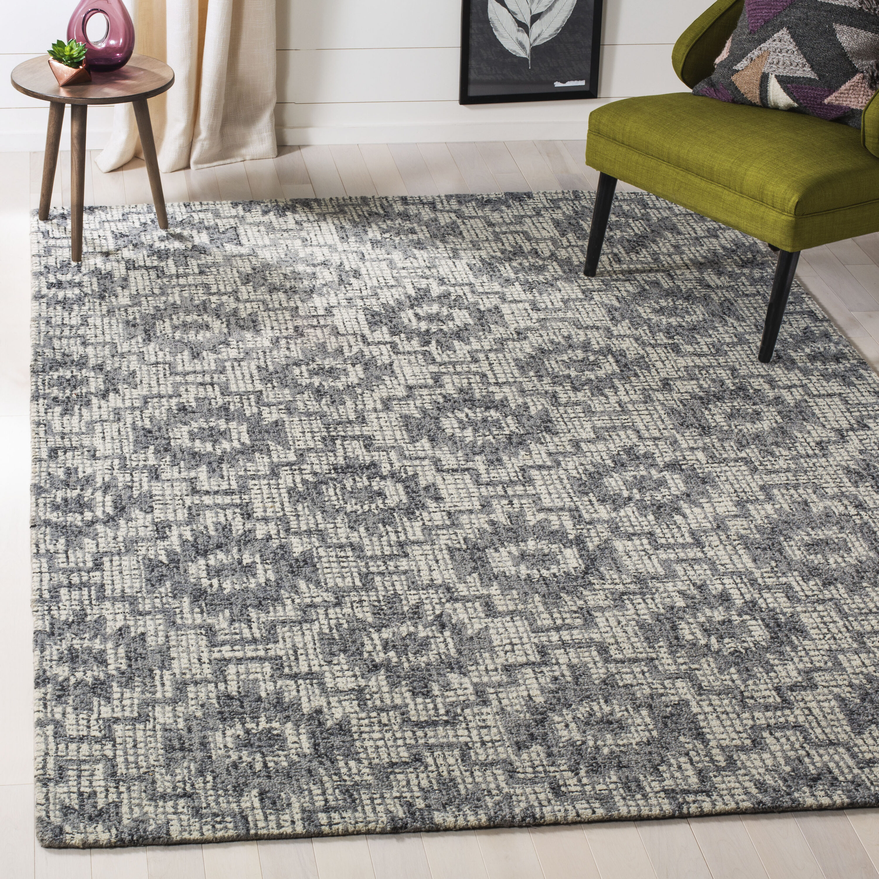 Abstract 202A Ivory Dk.Grey 5in x 8in Rug