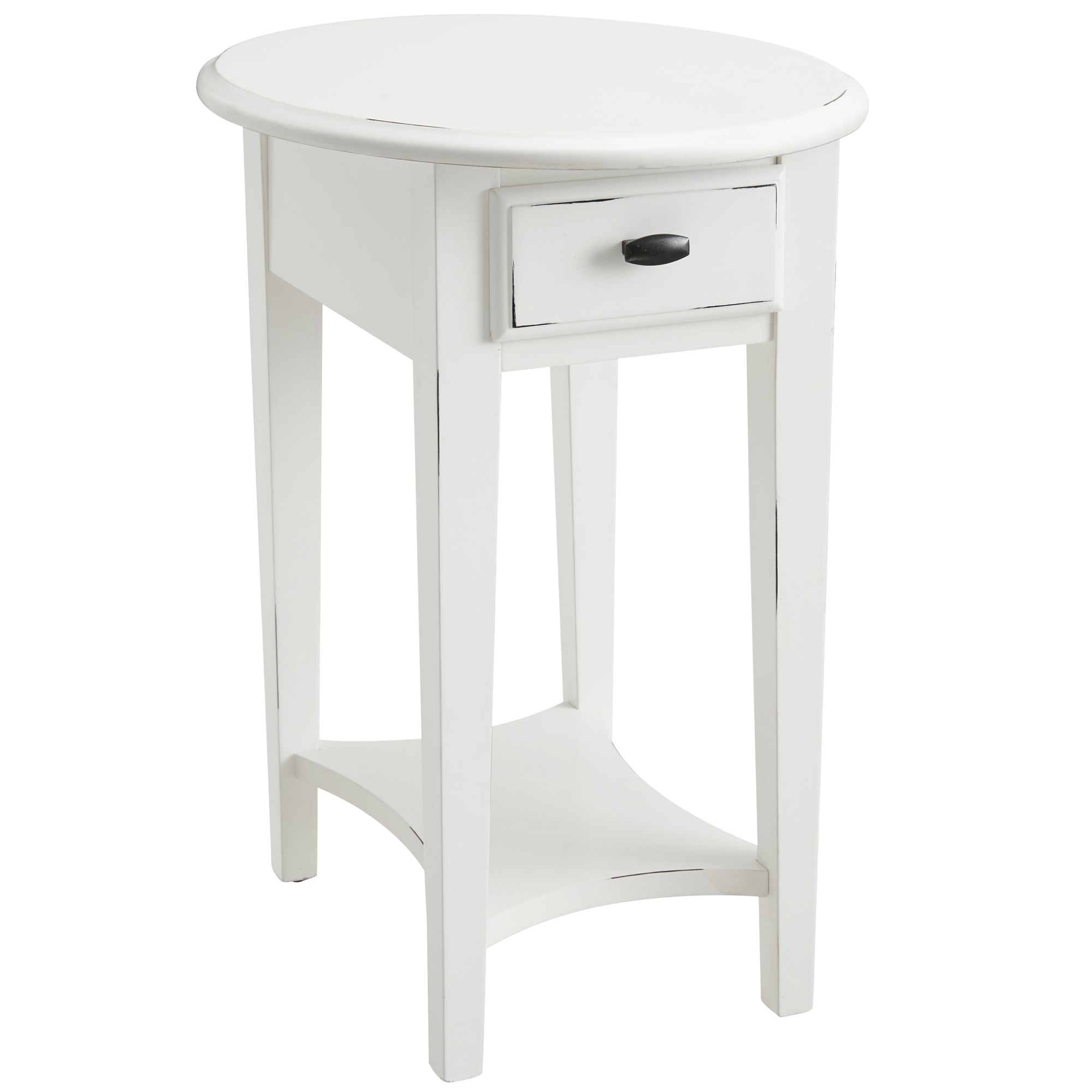 Leick Home 214387 20.5-in W x 24-in H Farmhouse White Wood Round Farmhouse End Table Assembly Required