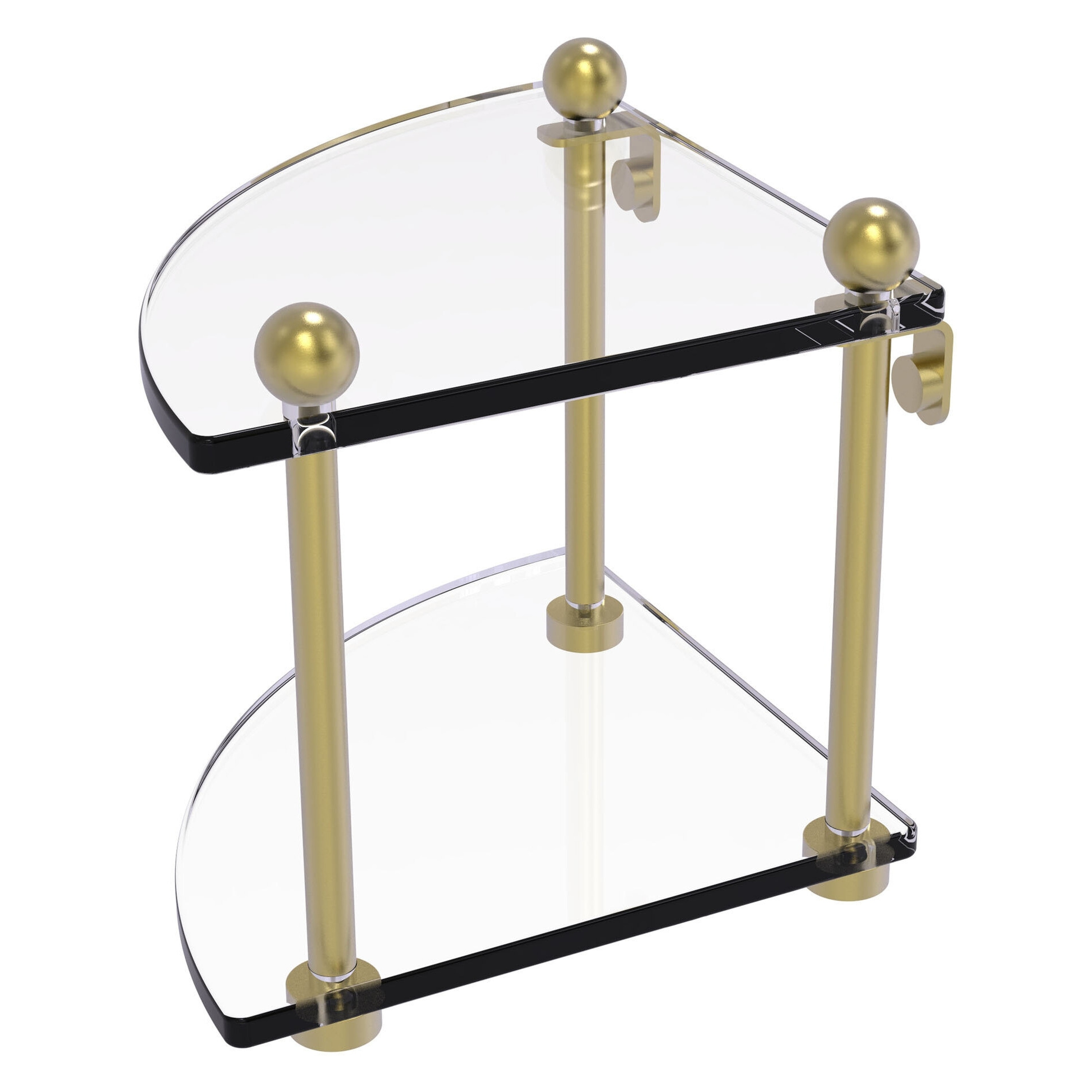Allied Brass PR-3-SBR Prestige Regal Satin Brass 2 -Tier Wall mount Corner Bathroom Shelf ( 8-in x 8-in x 8-in )