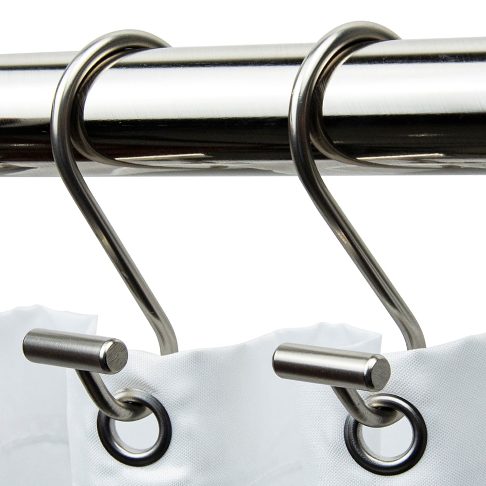 allen + roth Brushed Nickel Stainless Steel Single Shower Curtain Hooks (12- Pack) in the Shower Rings & Hooks department at