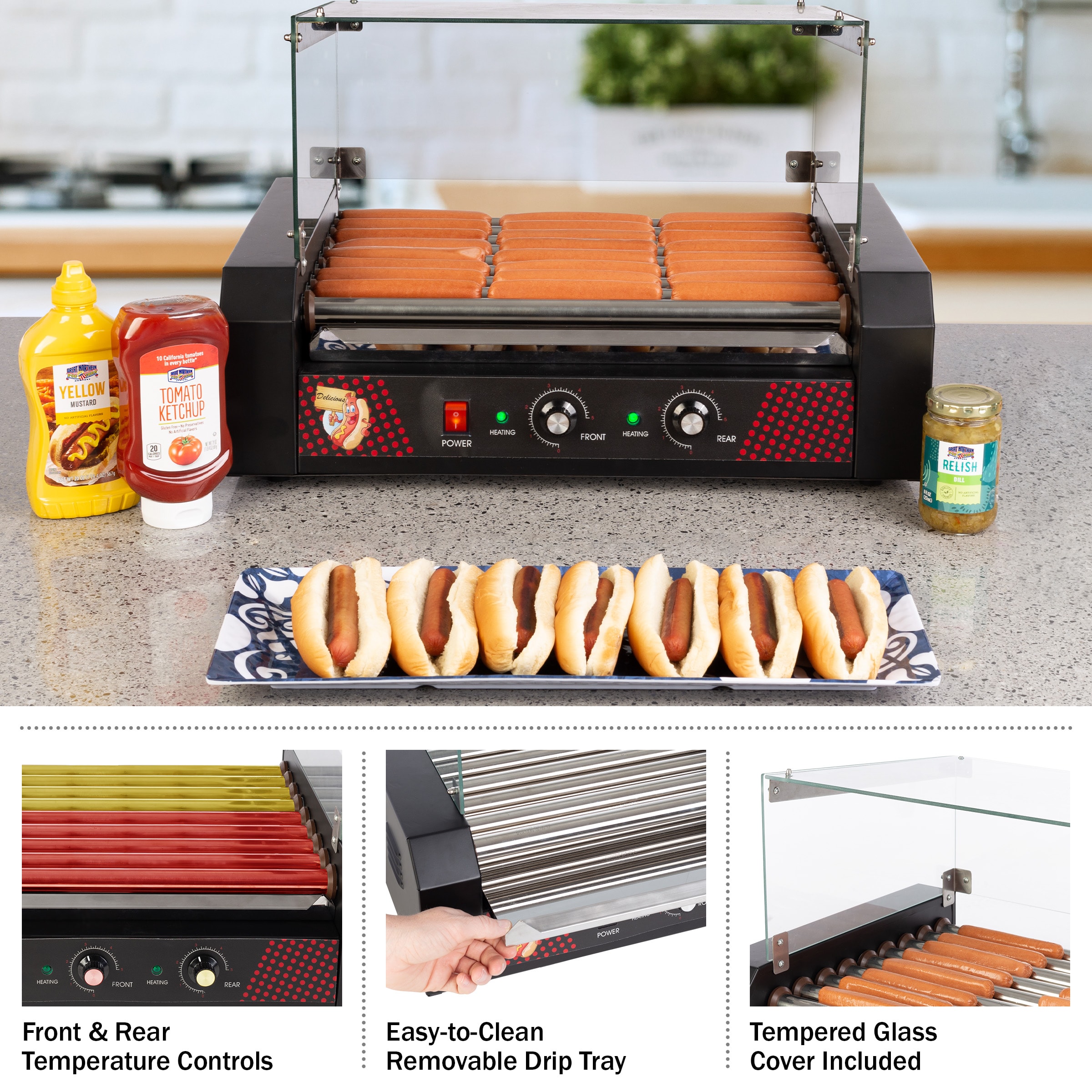 110V Electric Hot Dog Machine 4 Sticks Sausage Bun Warmer Hotdog Steamer  Cook