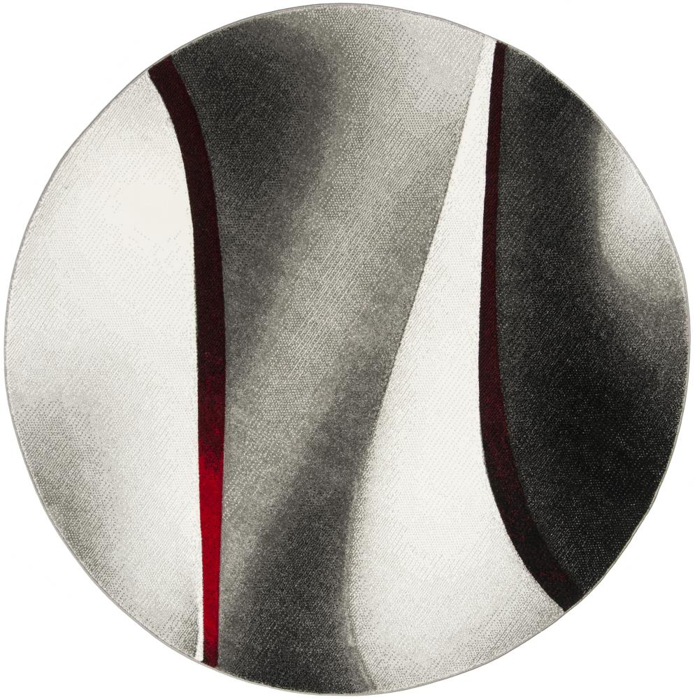 Safavieh HLW712K-9R Hollywood Vinese 9 x 9 (ft) Loomed Polypropylene Gray/Red Round Indoor Abstract Mid-Century Modern Area rug