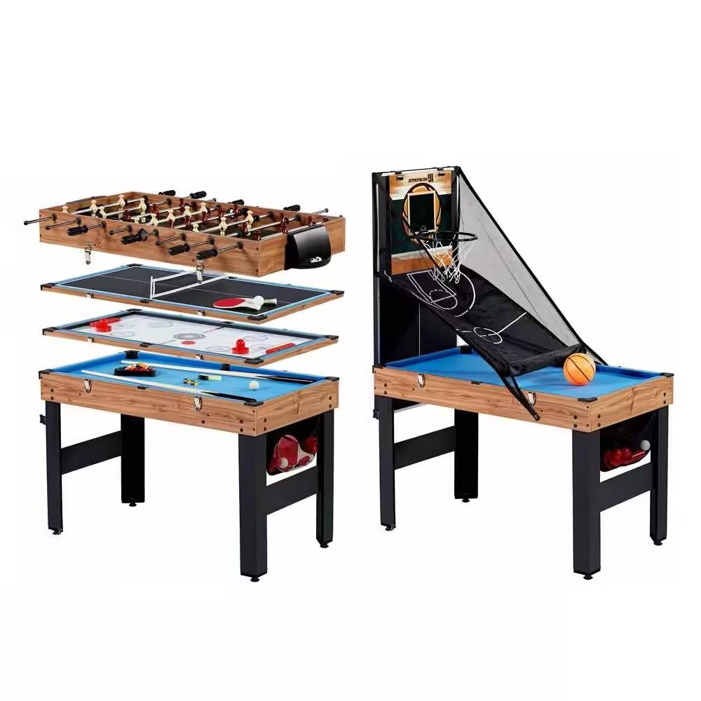 Slickblue 5 in 1 Game Table (48.5 in L) Multicolor Foosball Table with Pool Slide Hockey Table Tennis Basketball Multi Game Set for Game Room