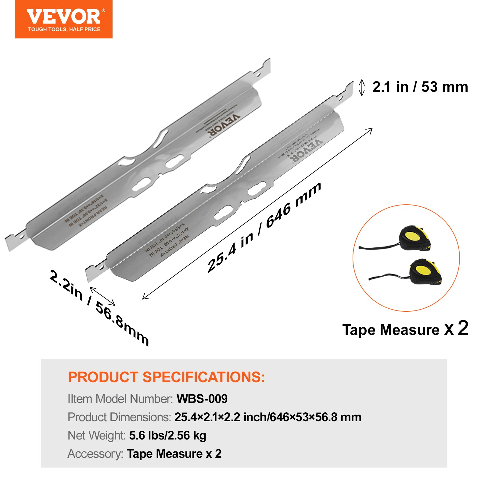 VEVOR Wheel Alignment Tool, 2 Pack Toe Alignment Toe Plates, Stainless ...