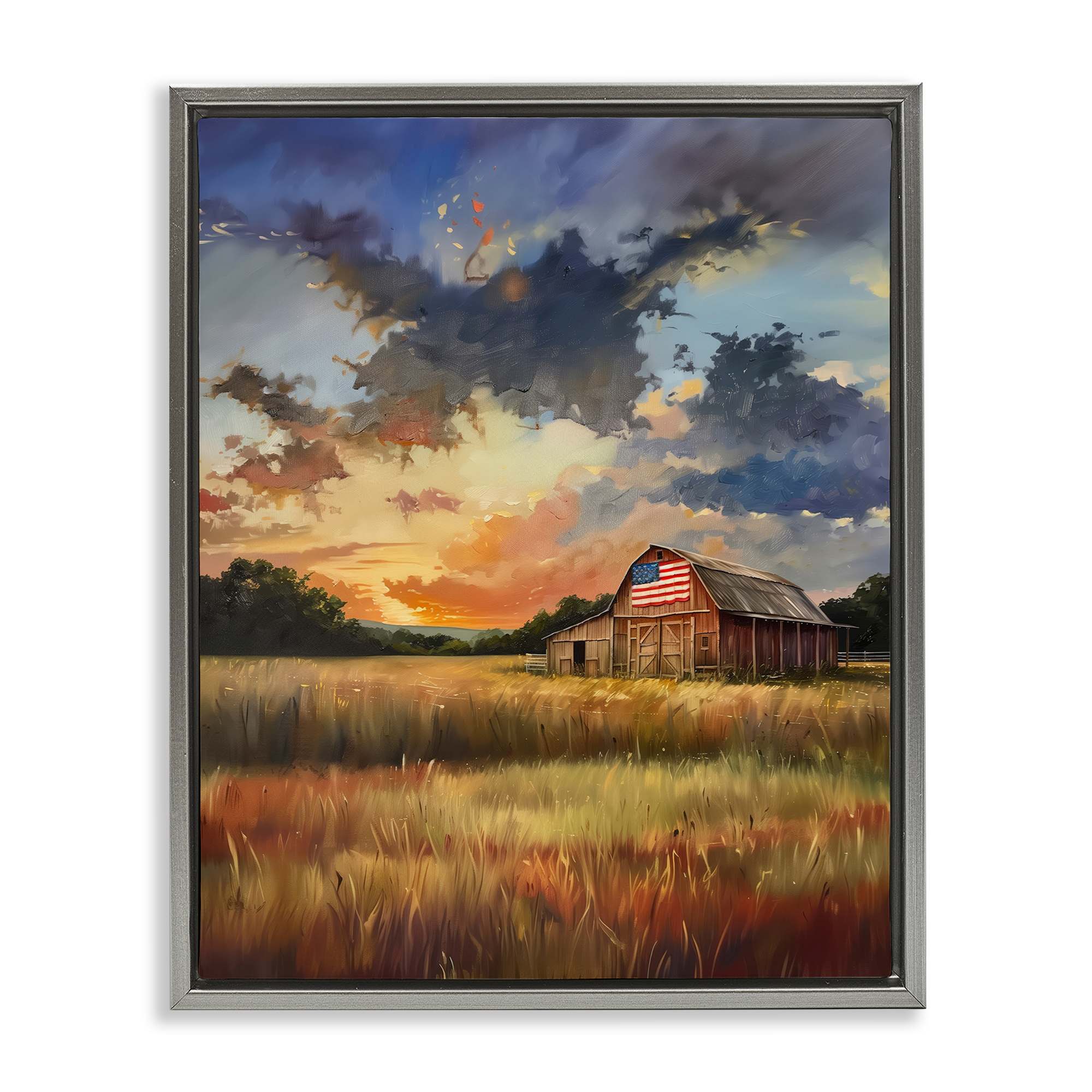 Stupell Industries BT-762-FFL-16X20 American Barn at Sunset Floating Frame design by Arlington Prints