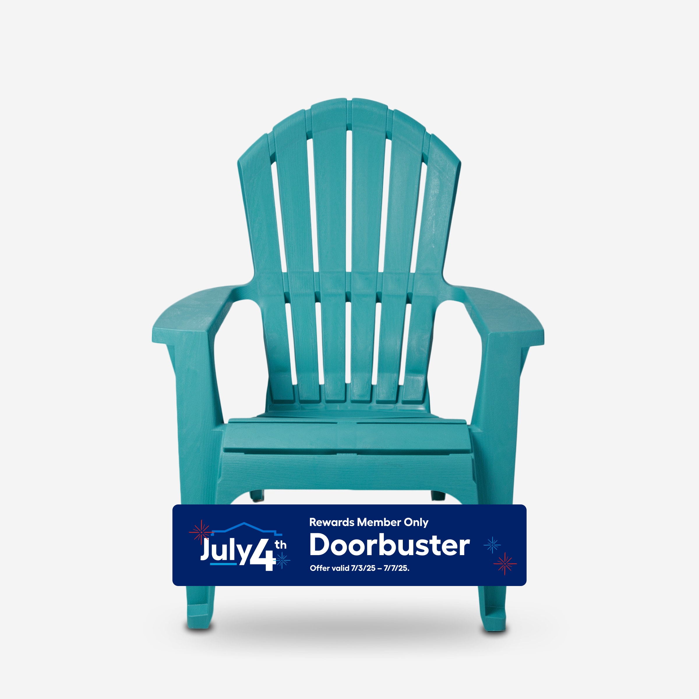 Adams Manufacturing 8371-94-4701 RealComfort Stackable Teal Resin Frame Stationary Adirondack Chair with Solid Seat