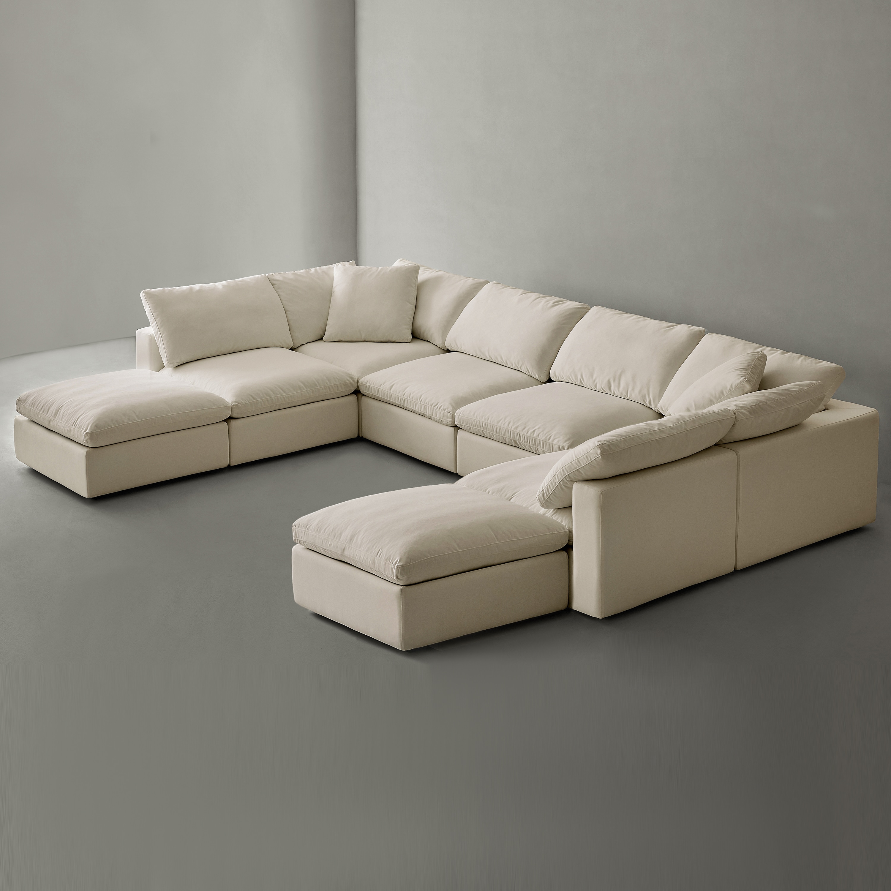  YSWZ6+2T-LB Sofa 122-in Casual Linen Beige Linen 6+ -seater Sofa