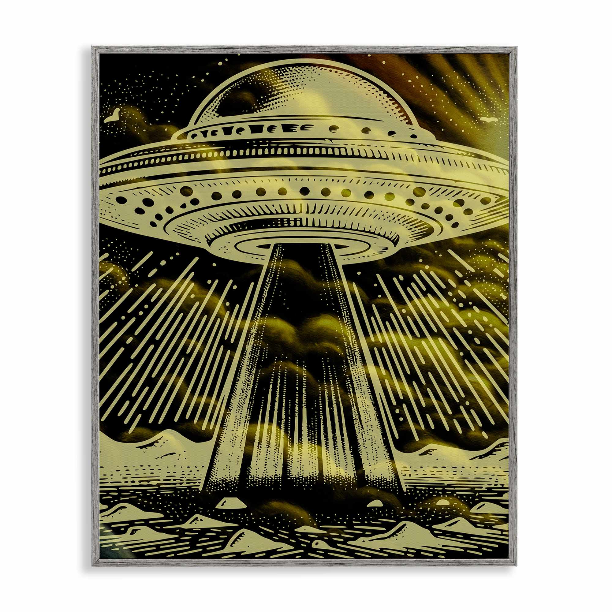 Stupell Industries BS-100-GFF-11X14 Mysterious Alien UFO Framed Giclee design by Jesse Keith