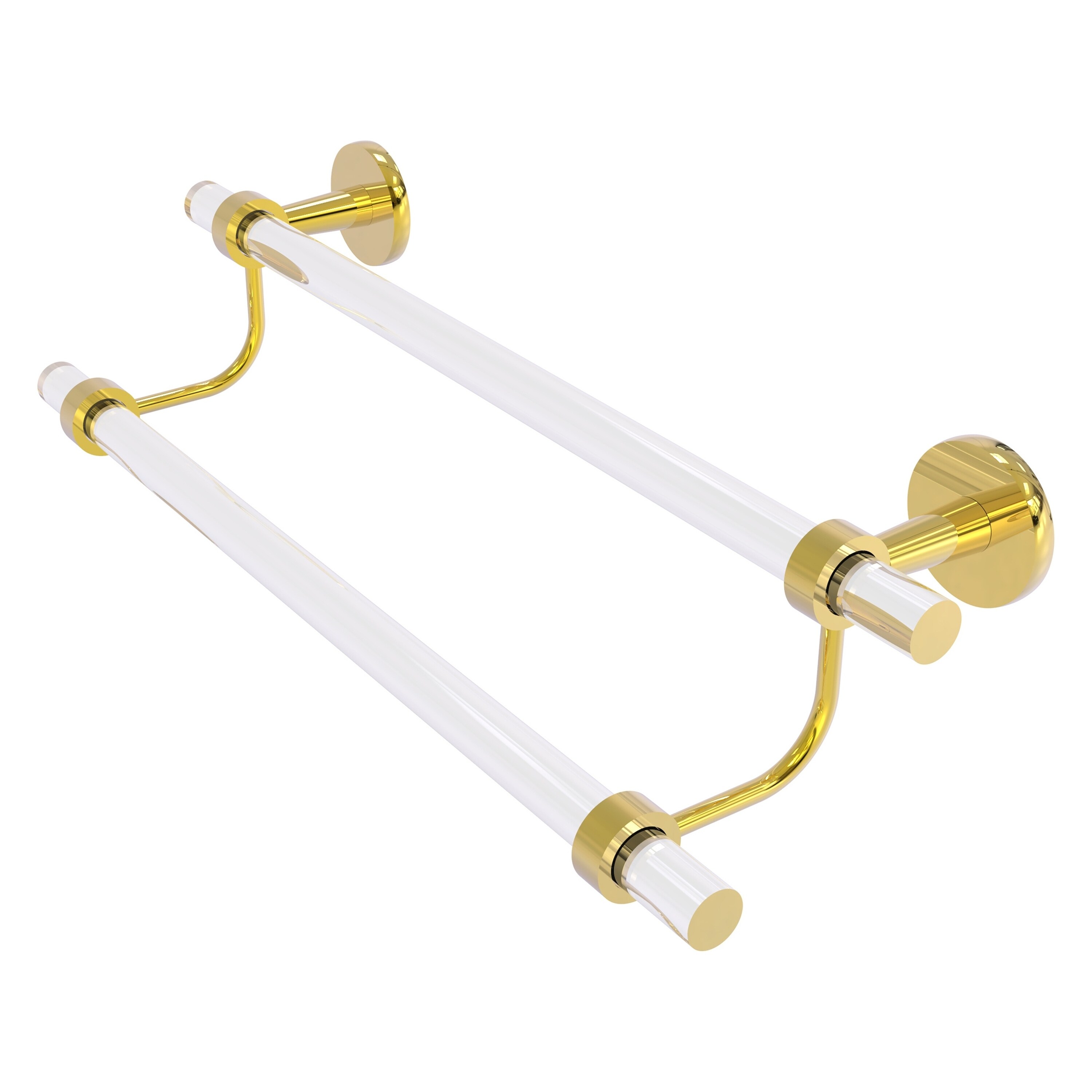 Allied Brass CV-72-24-PB Clearview 24-in double Polished Brass Wall mount Double Towel Bar