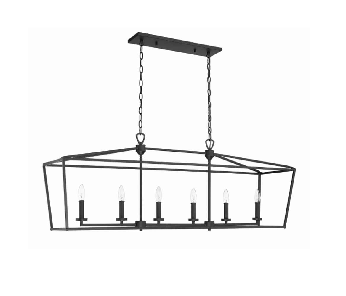 Signature Hardware 440561 Hillpoint 6-Light Black Transitional Linear Large Hanging Pendant Light