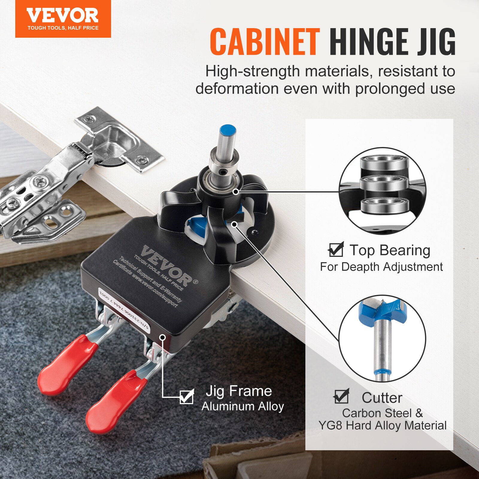 VEVOR 35 Mm Concealed Door Hinge Jig, Aluminum Alloy Cabinet Hinge Jig ...