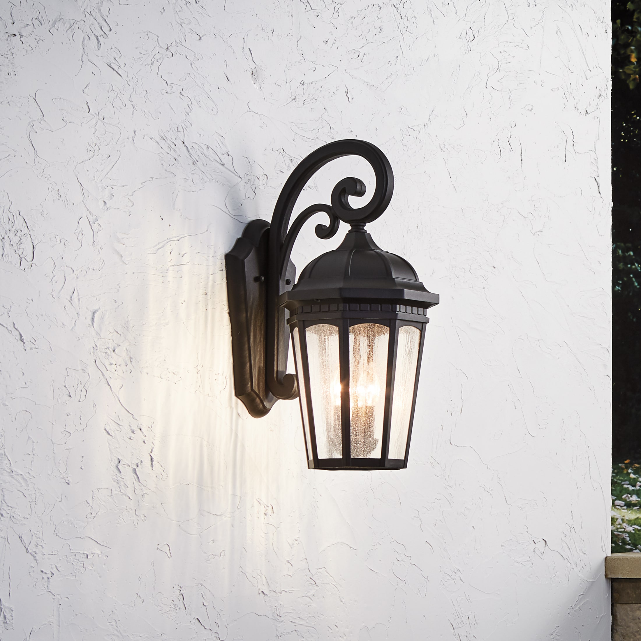 Kichler Courtyard 3 -Light 22.25-in H Black Hardwired Outdoor Wall Light