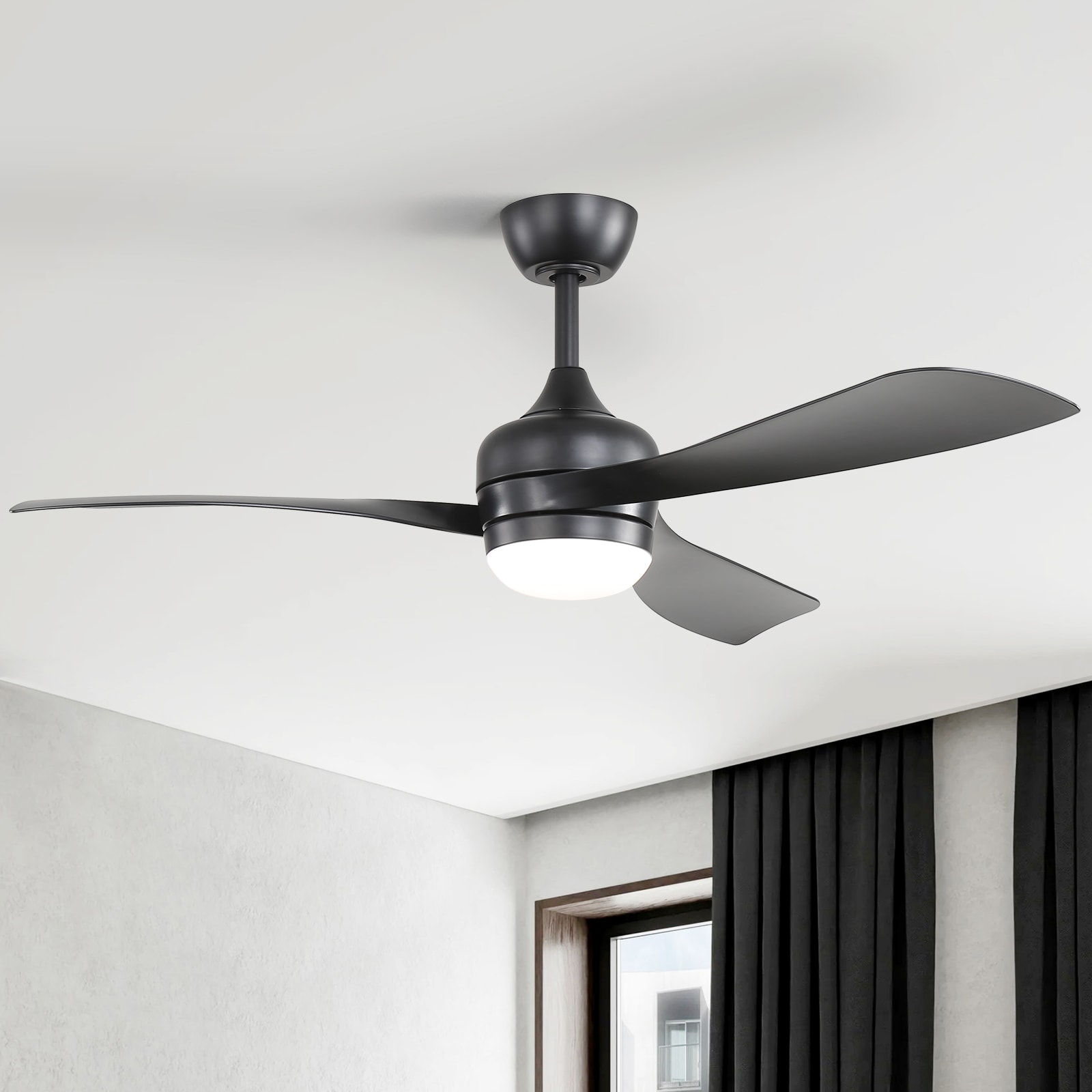Tatayosi JJ-359737 52inch Black Ceiling Fan With 3 ABS blades Remote Control Reversible DC Motor Noiseless