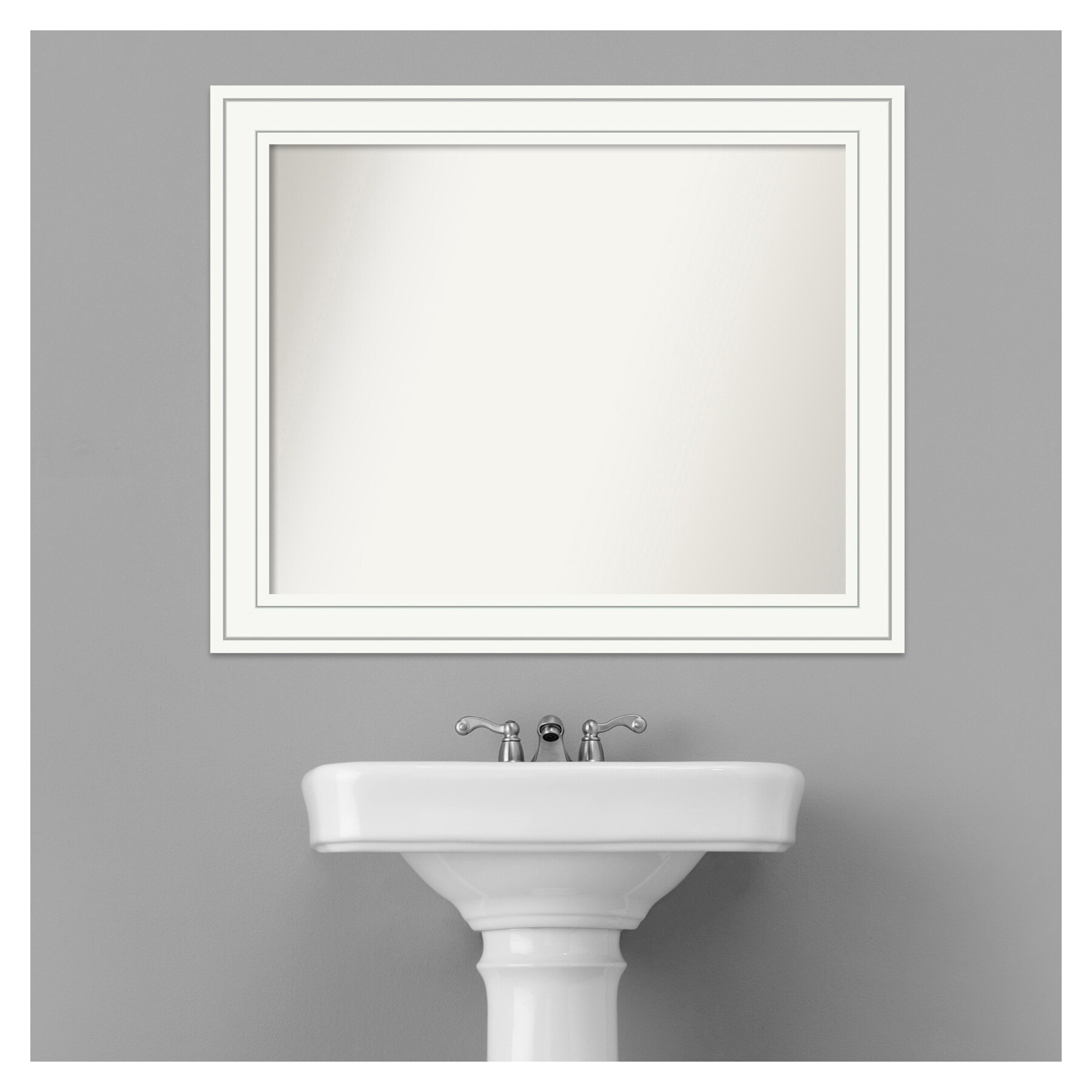Craftsman White Wood Rectangular Bathroom Wall Mirror