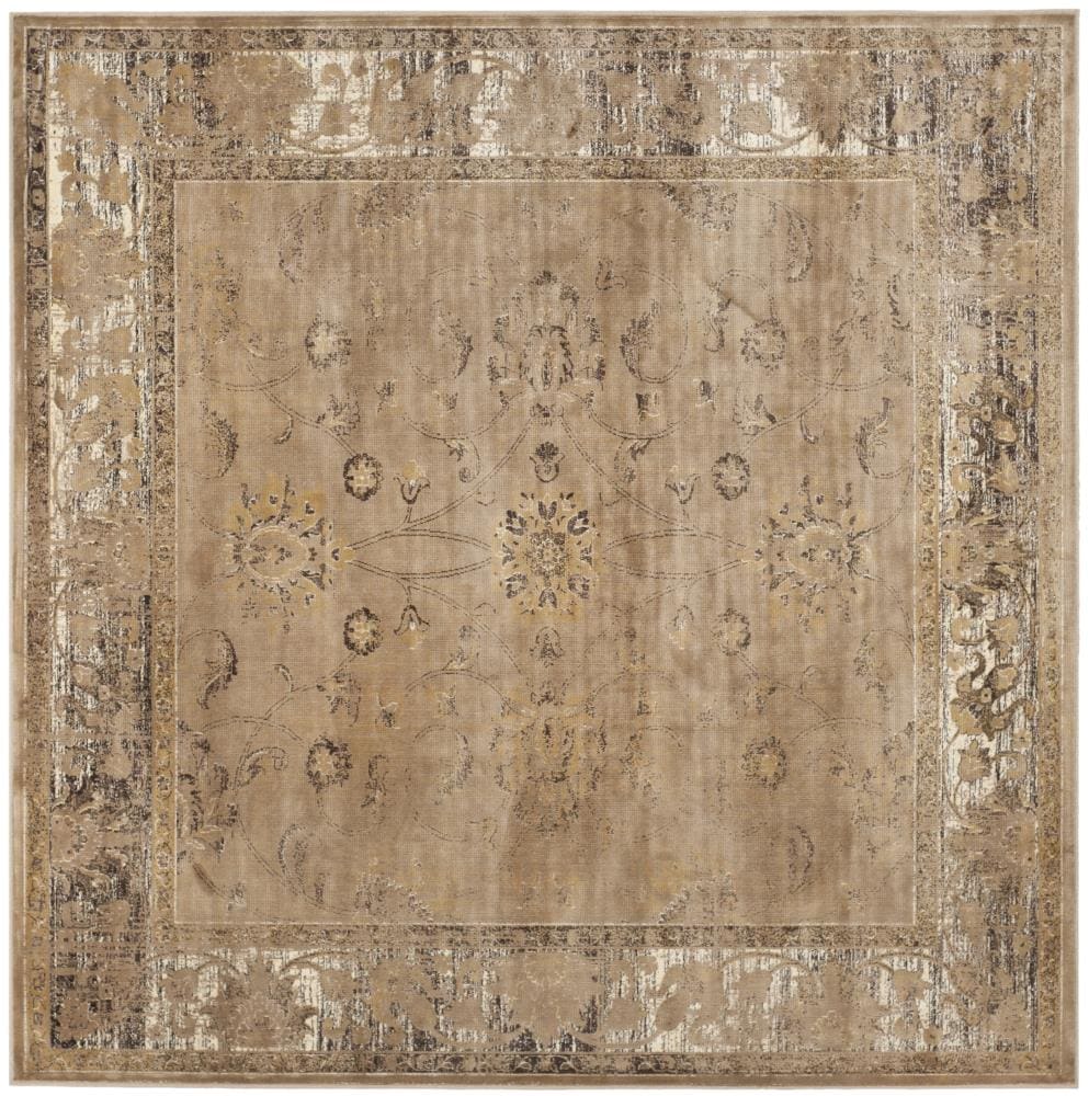 Safavieh VTG117-1662-6SQ Vintage Mosed 6 x 6 (ft) Loomed Synthetic Taupe Square Indoor Distressed/Overdyed Vintage Area rug