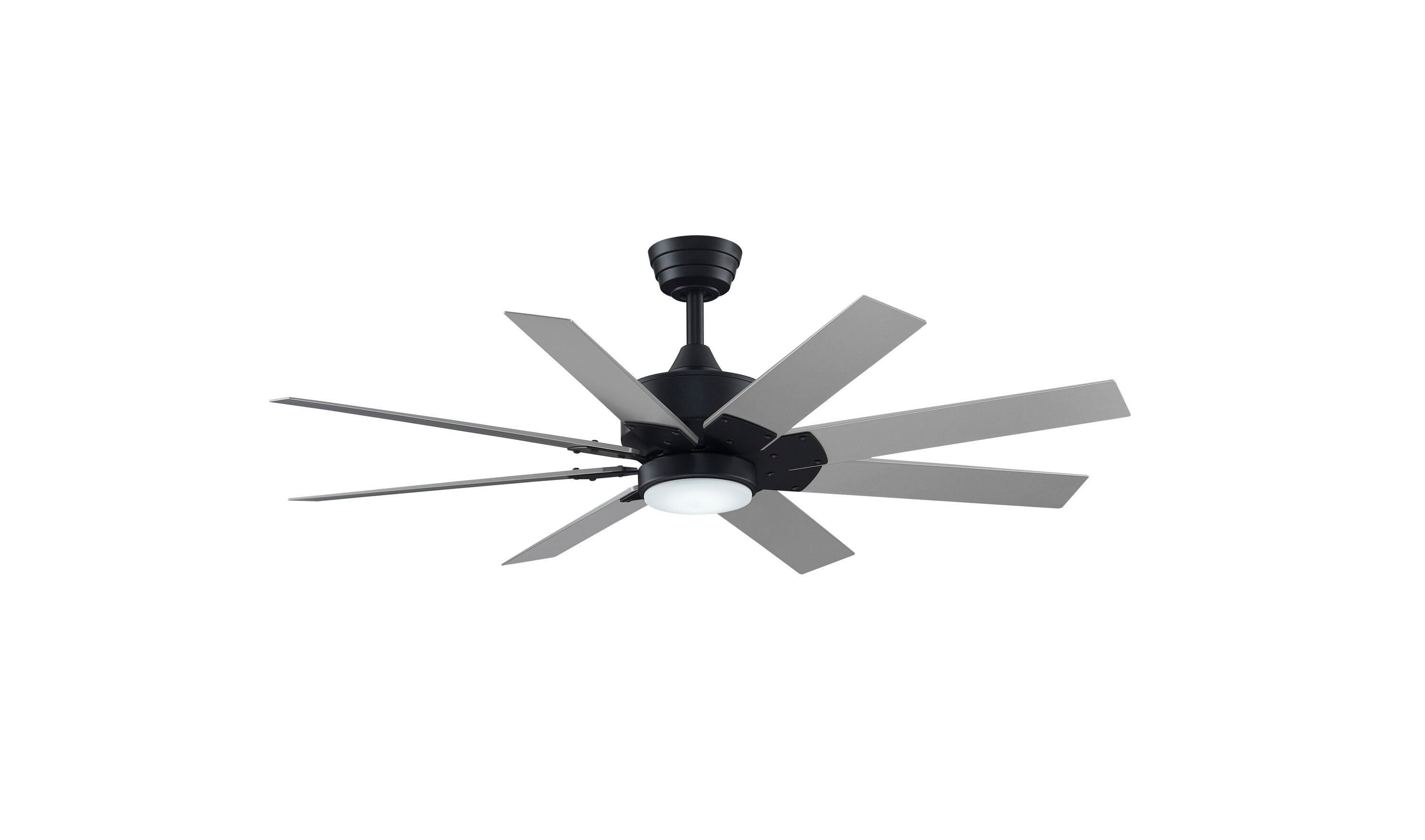 Fanimation Levon Custom 52-in Black with Brushed Nickel Blades Color-changing Integrated LED Indoor/Outdoor Smart Ceiling Fan with Light and Remote -  FPD7912BBL-52BN-LK