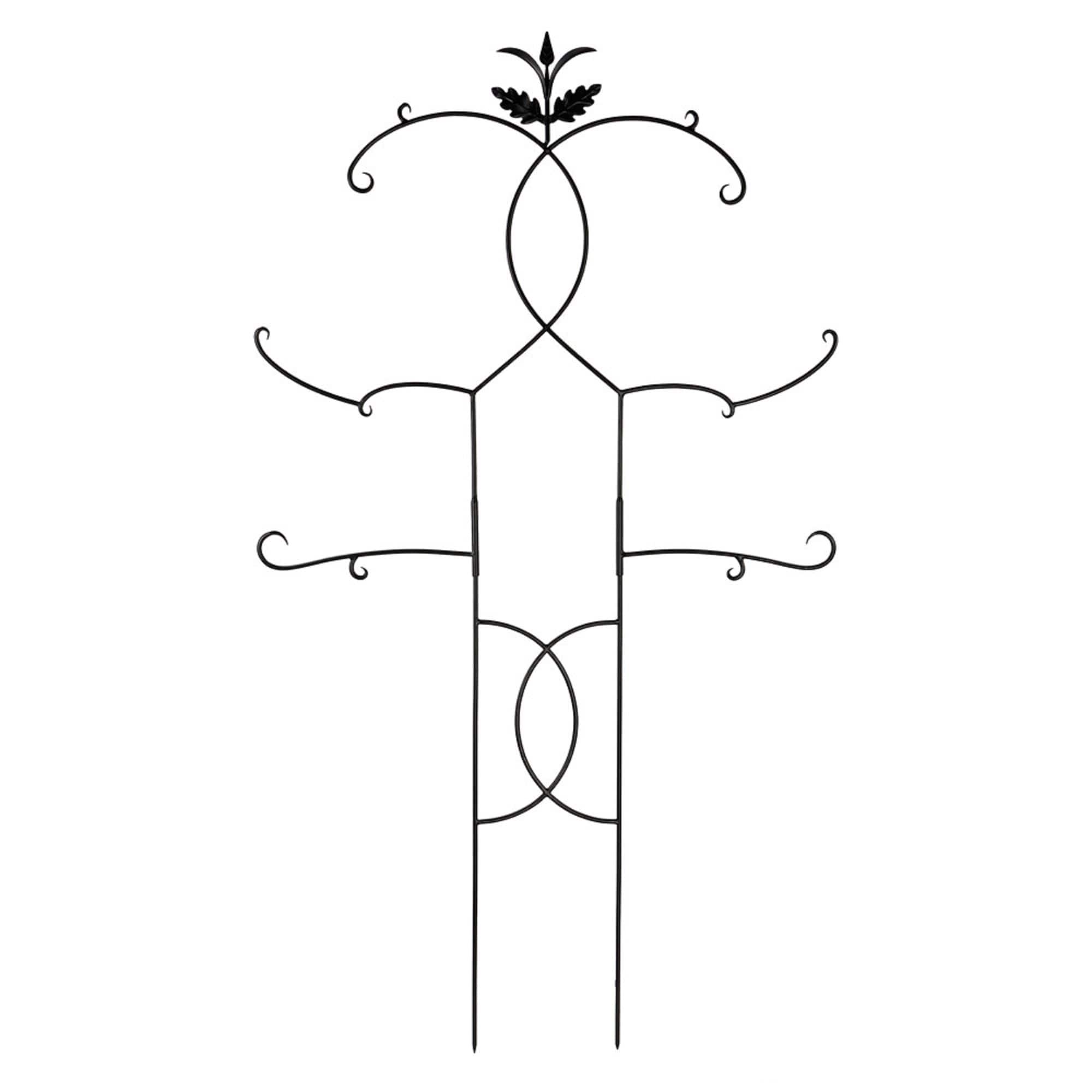 ACHLA Designs FT-02 46-in W x 84-in H Black Powder Coat Steel Traditional Garden Trellis For Climbing Plants For Cucumbers For Roses For Tomatoes