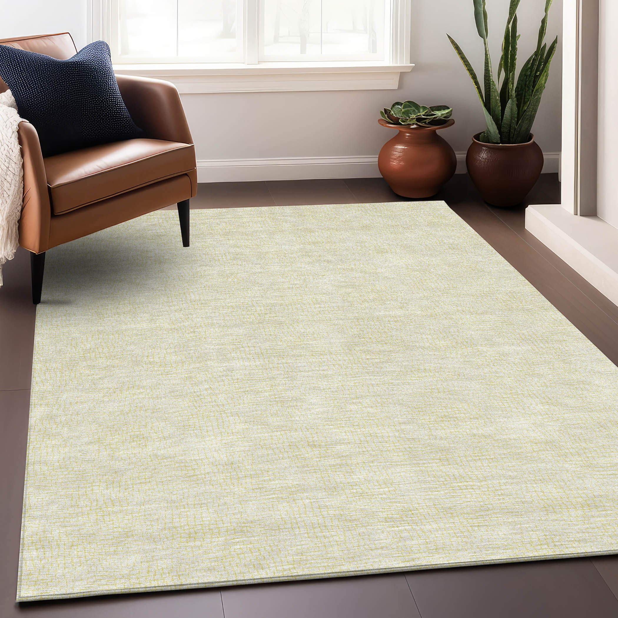 Addison Rugs ACN1058YE3X5 Chantille ACN1058YE 3 x 5 (ft) Polyester Yellow Rectangular Indoor/Outdoor Geometric Machine washable Area rug