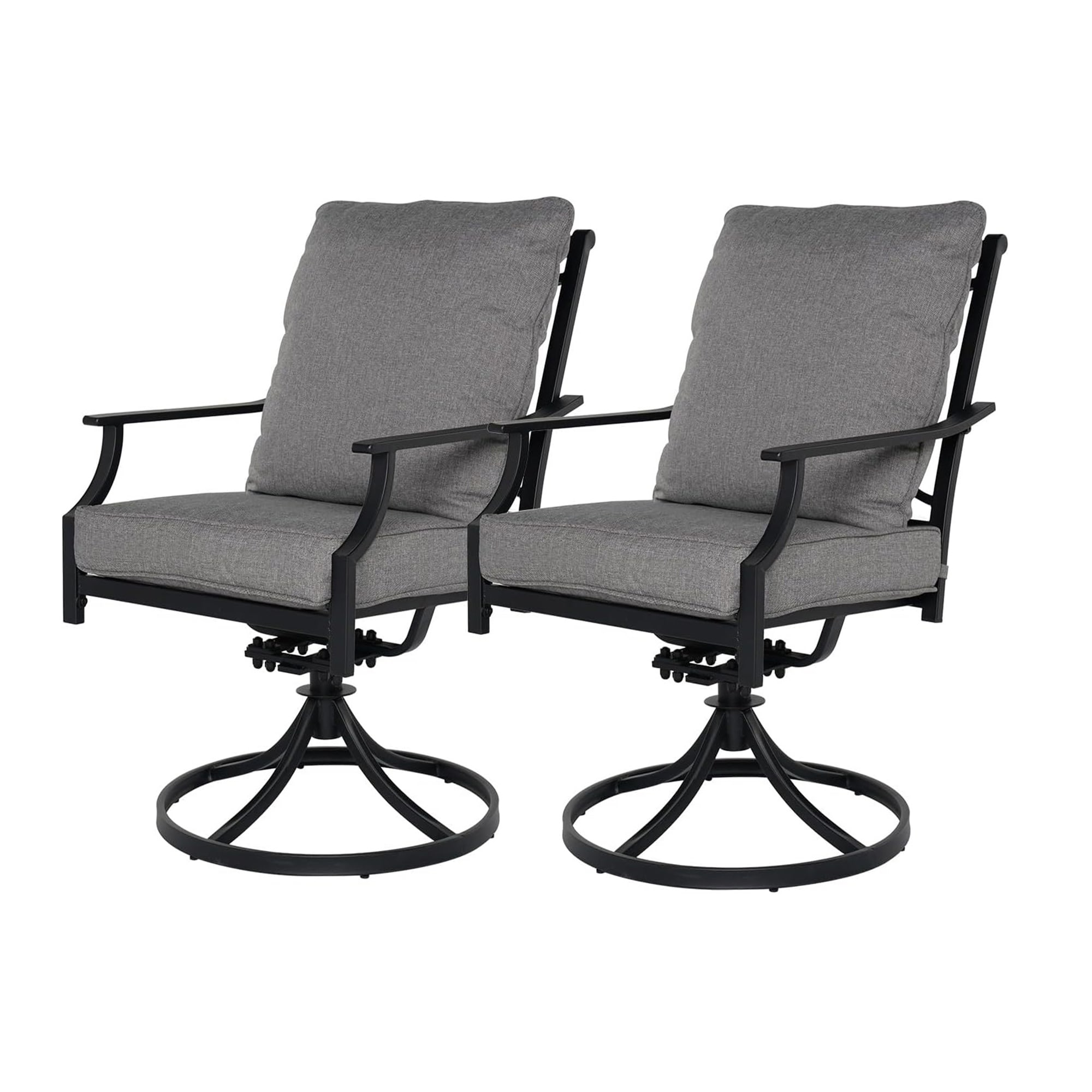 Mondawe MO5251220000001 Set of 2 Black Steel Frame Swivel rocker Dining Chair with Gray Cushioned Seat