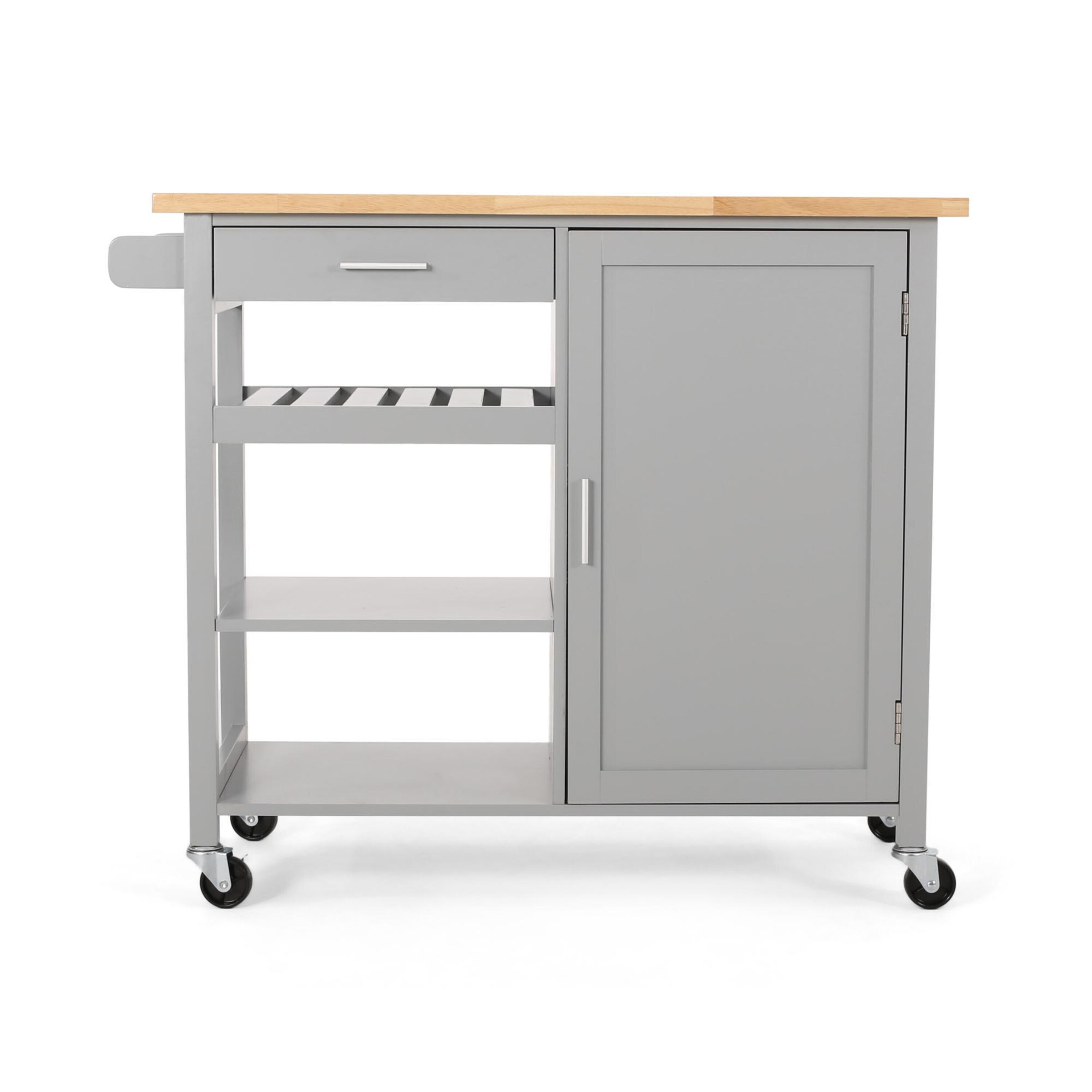 Best Selling Home Decor Gray Mdf Base with Wood Top Rolling Kitchen Cart (18.9-in x 41.75-in x 35.25-in)
