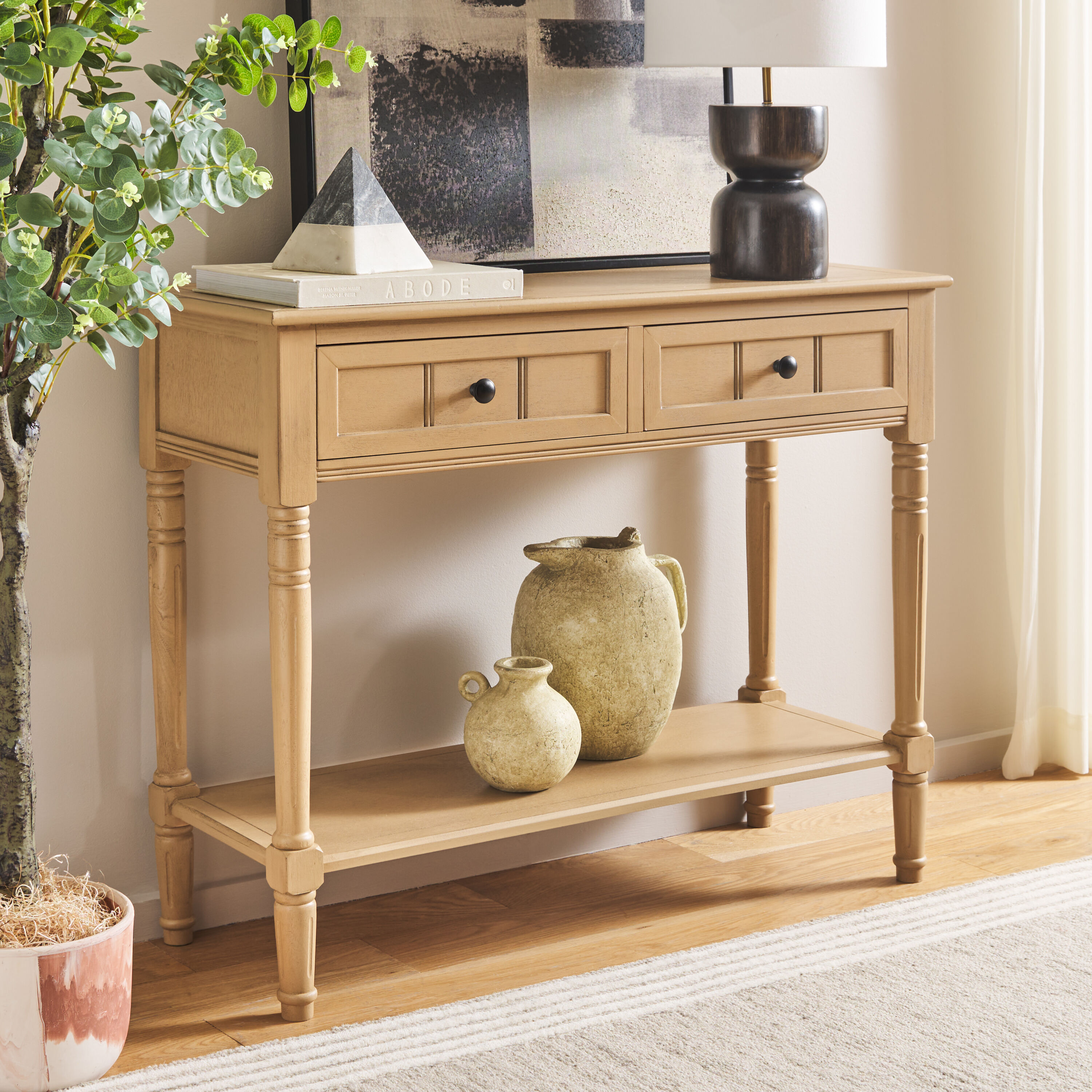 Safavieh AMH5710G Wood Water Based Paint Pine 35.8-in W x 29.5-in H Console table with Drawers