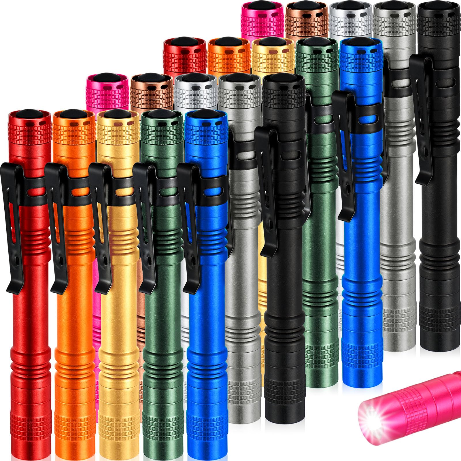 Justincity Mini Pen Light Flashlights 20 Pcs Small LED Handheld Slim Torches with Clip Multicolor 5.12 in Length durable home and garden #LJT0803J337