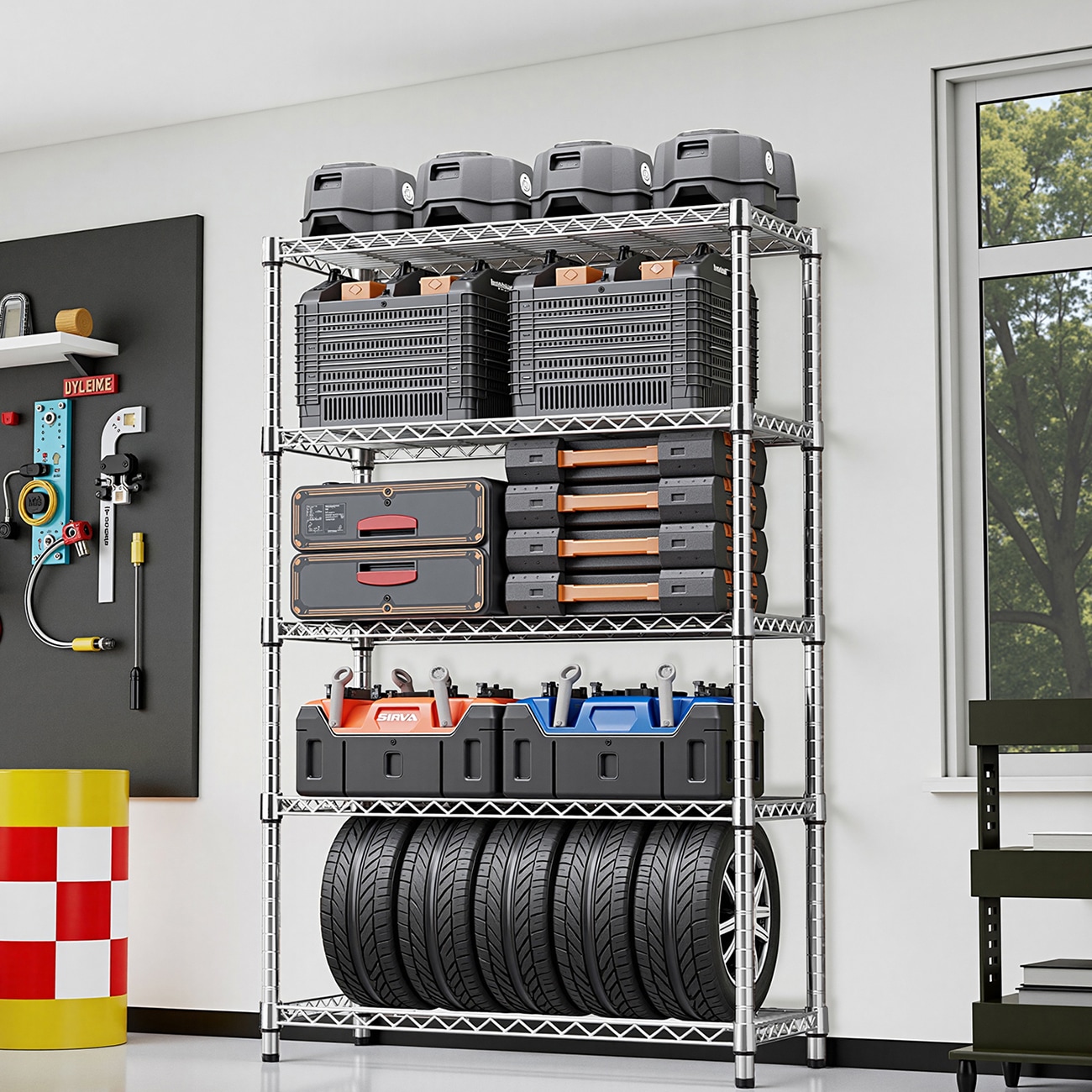 LOVMOR  5-Tier 47.2-in W x 72.4-in H x 17.7-in D Adjustable Heavy Duty Carbon Steel Shelving Unit 1750-lb Tool Free