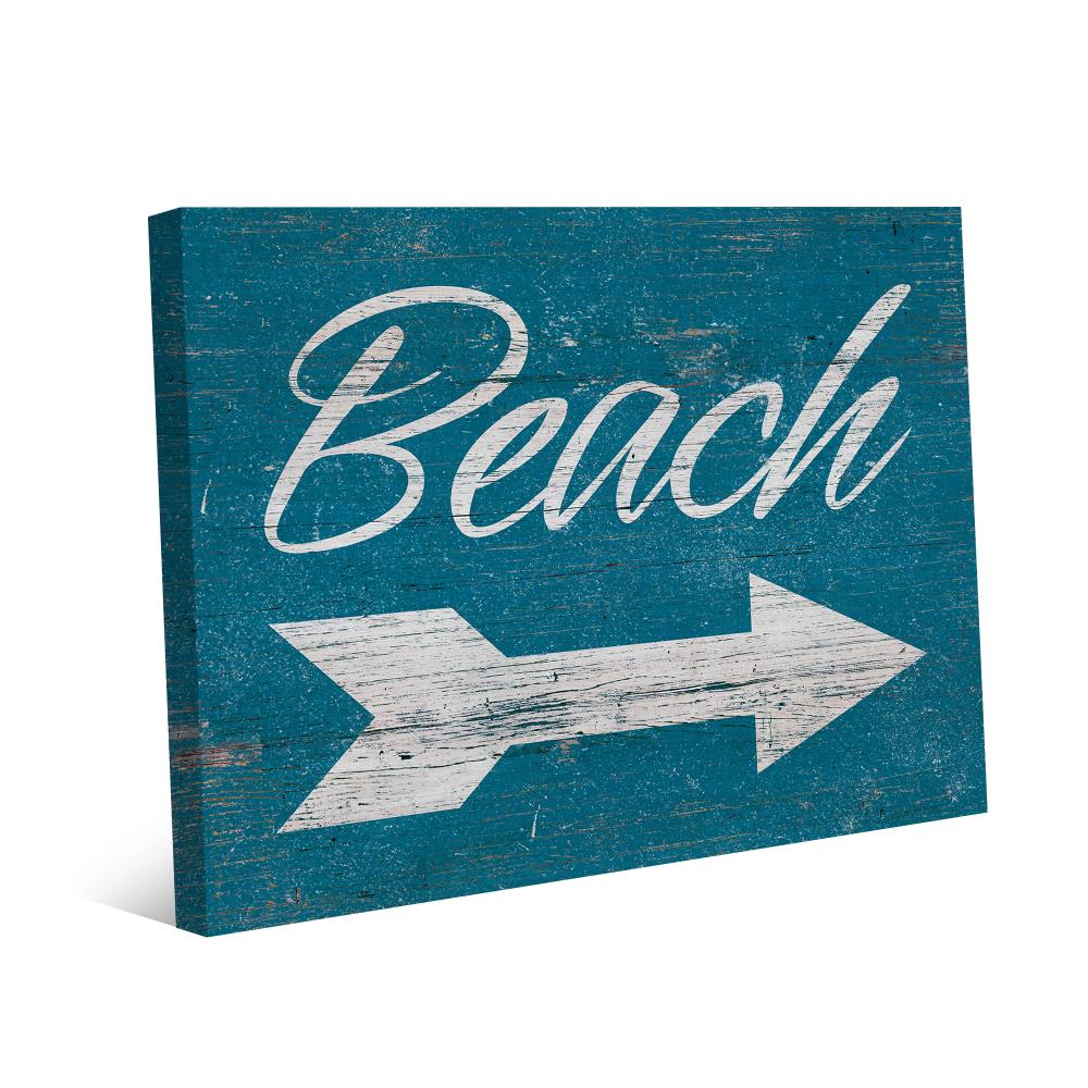 Creative Gallery BHS000045CAN20X24TX Vintage Beach Sign In White 24-in H x 20-in W Coastal Print on Canvas