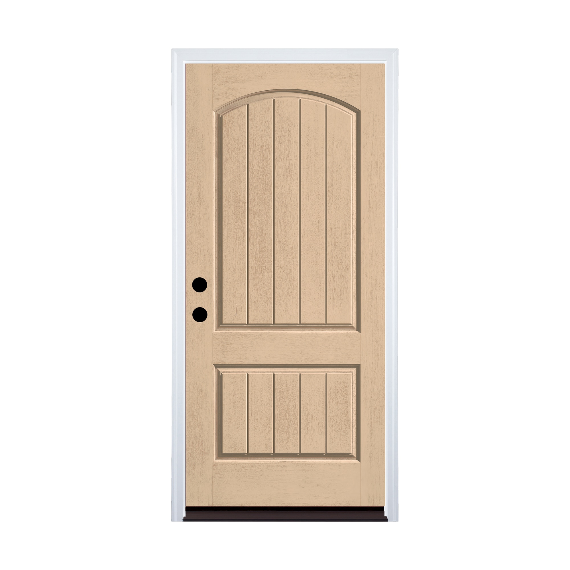 Therma-Tru 36-in x 80-in Fiberglass No Glass Right-hand/Left-hand Inswing Stained Prehung Front Door with Brickmould Insulating Core