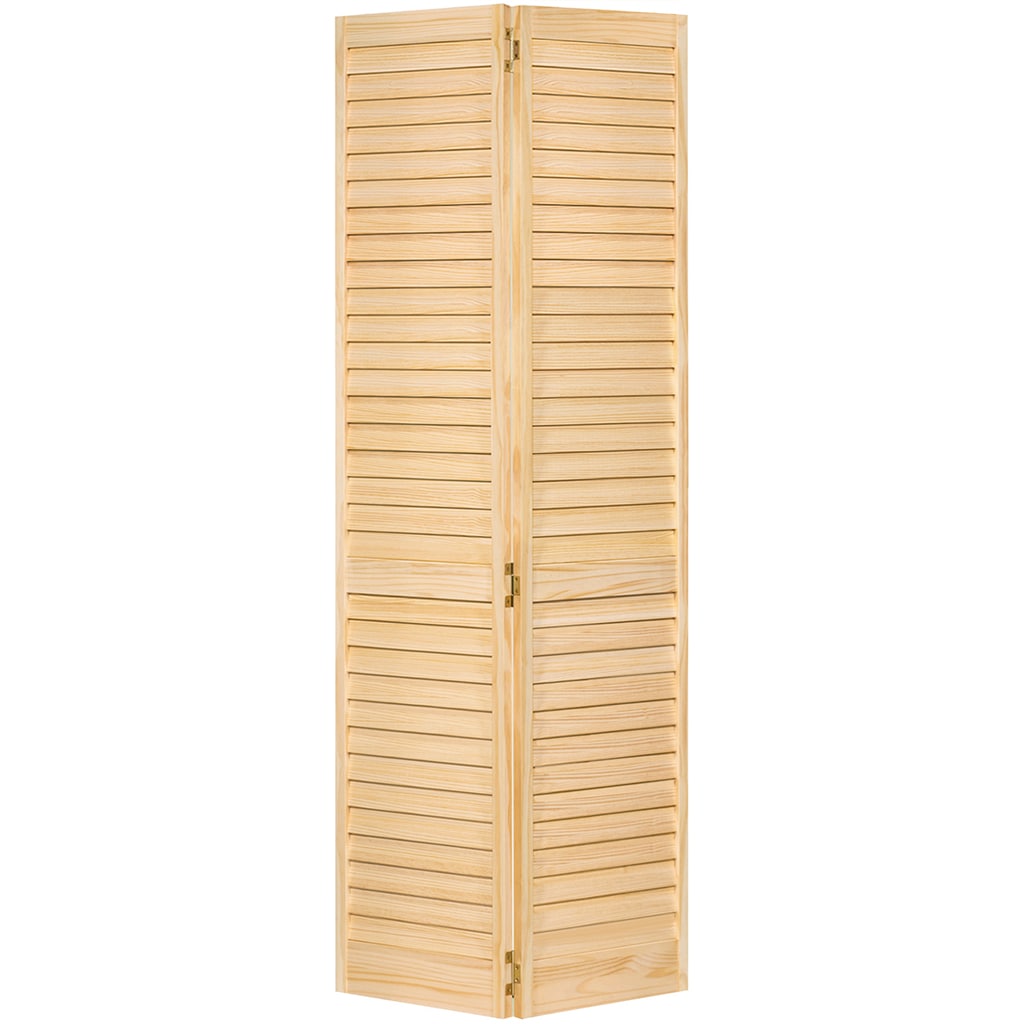 Kimberly Bay DPBPLLC24 Plantation 24-in x 80-in Clear Louver Textured Solid core Unfinished Pine Wood Closet Bifold Door ( Hardware Included )