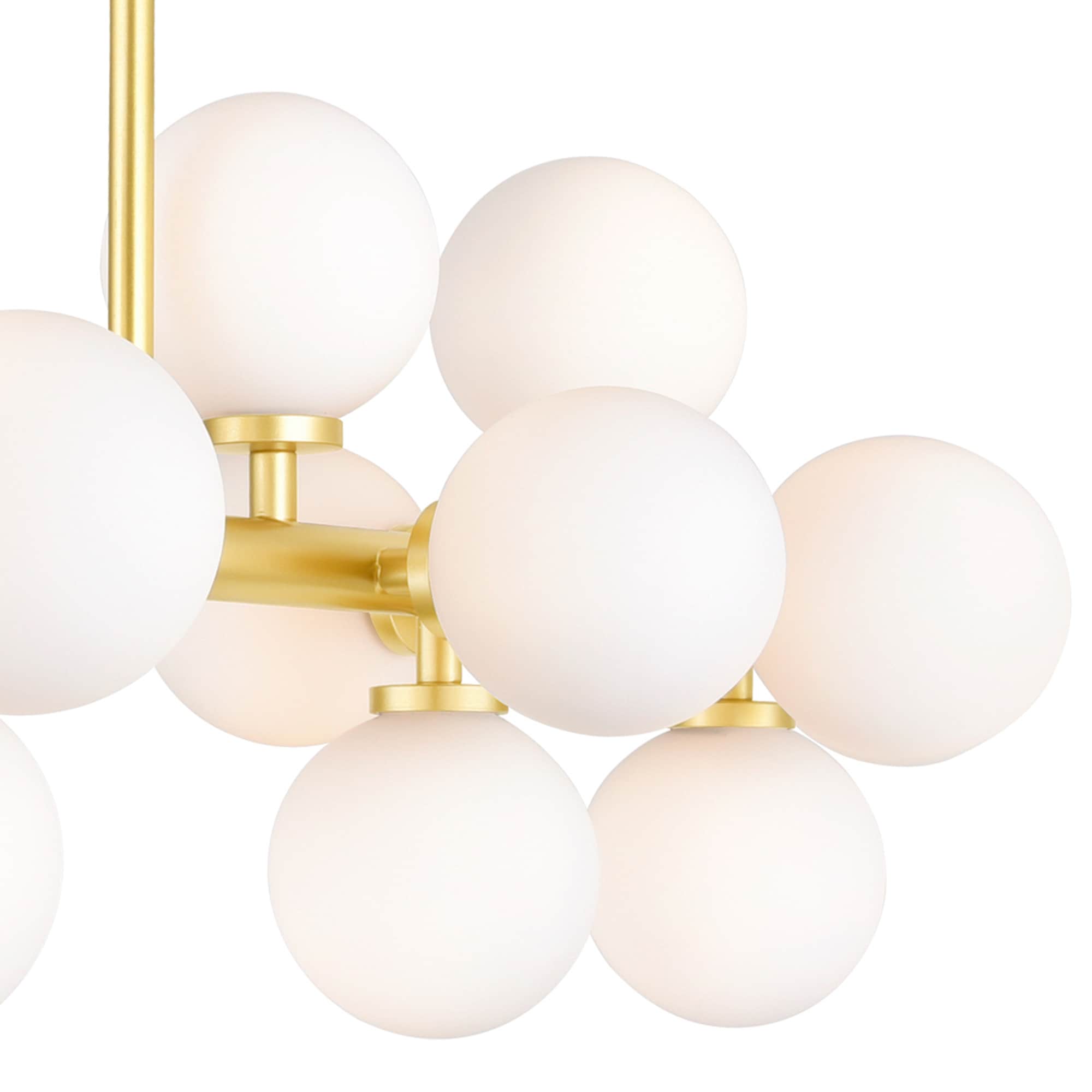 Arya Vintage Glam Satin Gold 36" Chandelier with Frosted Glass Globes