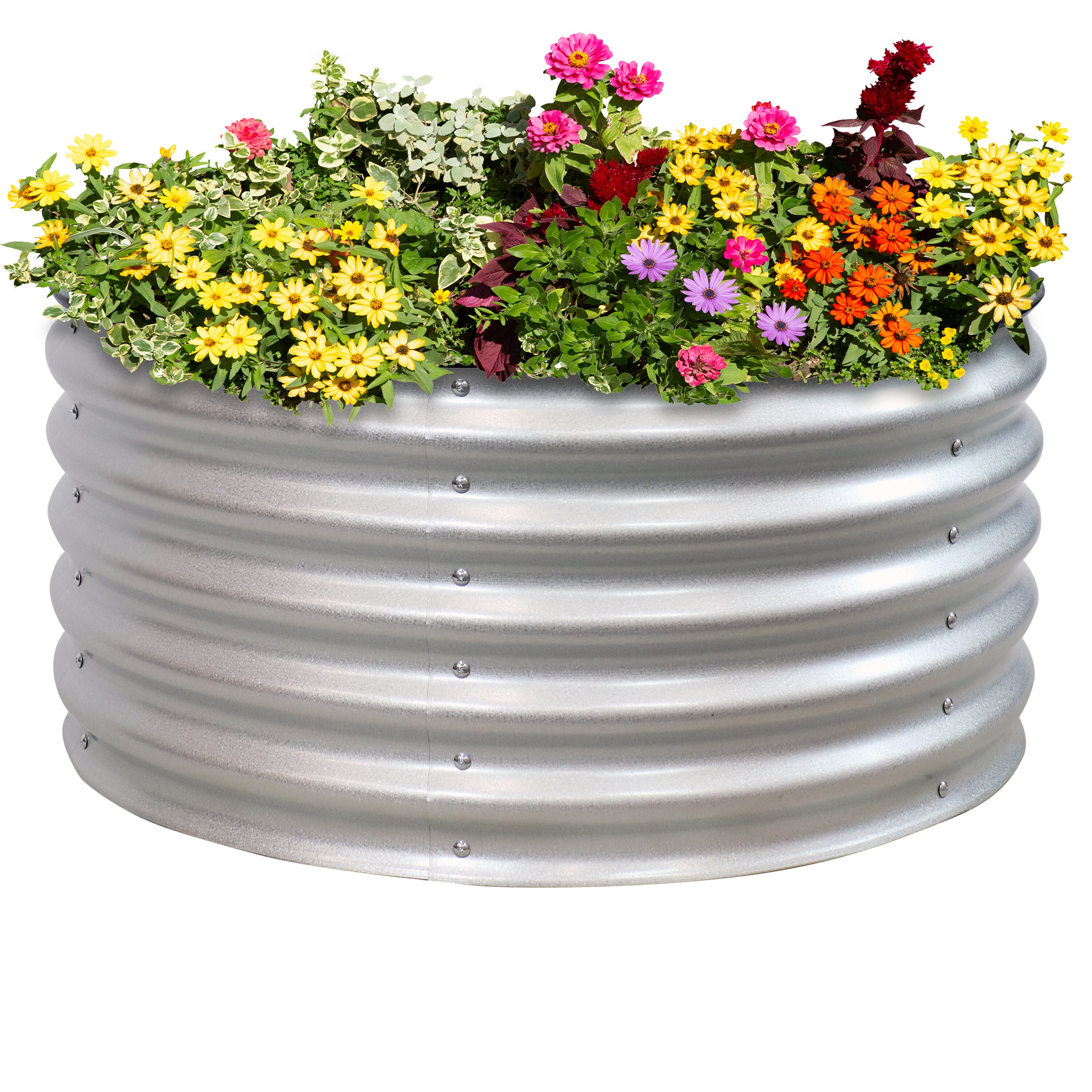 Sunnydaze Decor HST-945 35.5-in W x 35.5-in L x 17.25-in H Elevated Silver Metal Raised Garden Bed