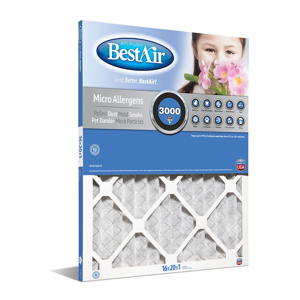 BestAir B1-1620-13-6 16-in W x 20-in L x 1-in MERV 13 B1-1620-13-6 Electrostatic Pleated Air Filter