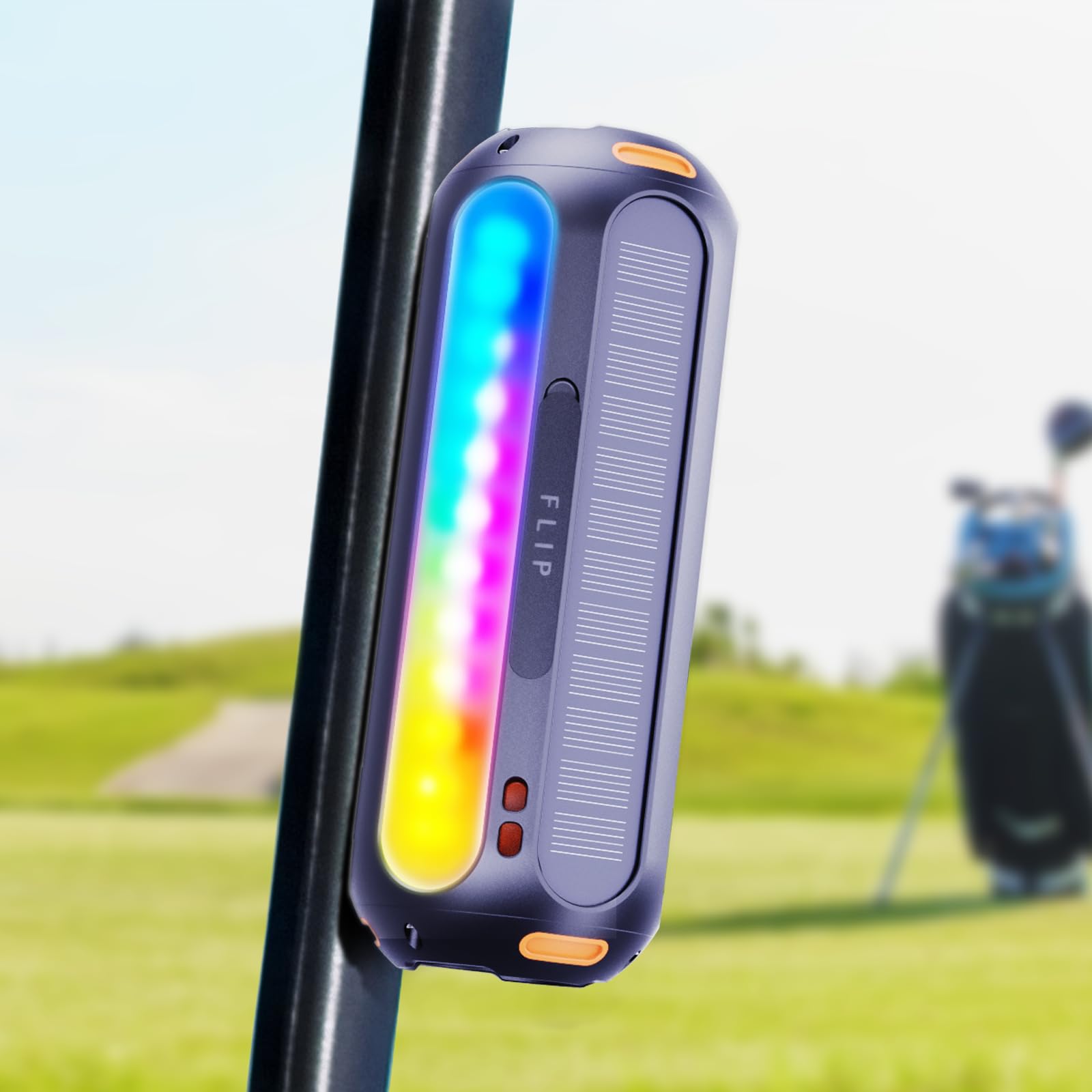 Lukvuzo Magnetic Bluetooth Speaker with Solar Charging 30H Playtime Waterproof Portable Wireless Golf Cart Speaker with Colorful Flashing Lights #LLU0803L225