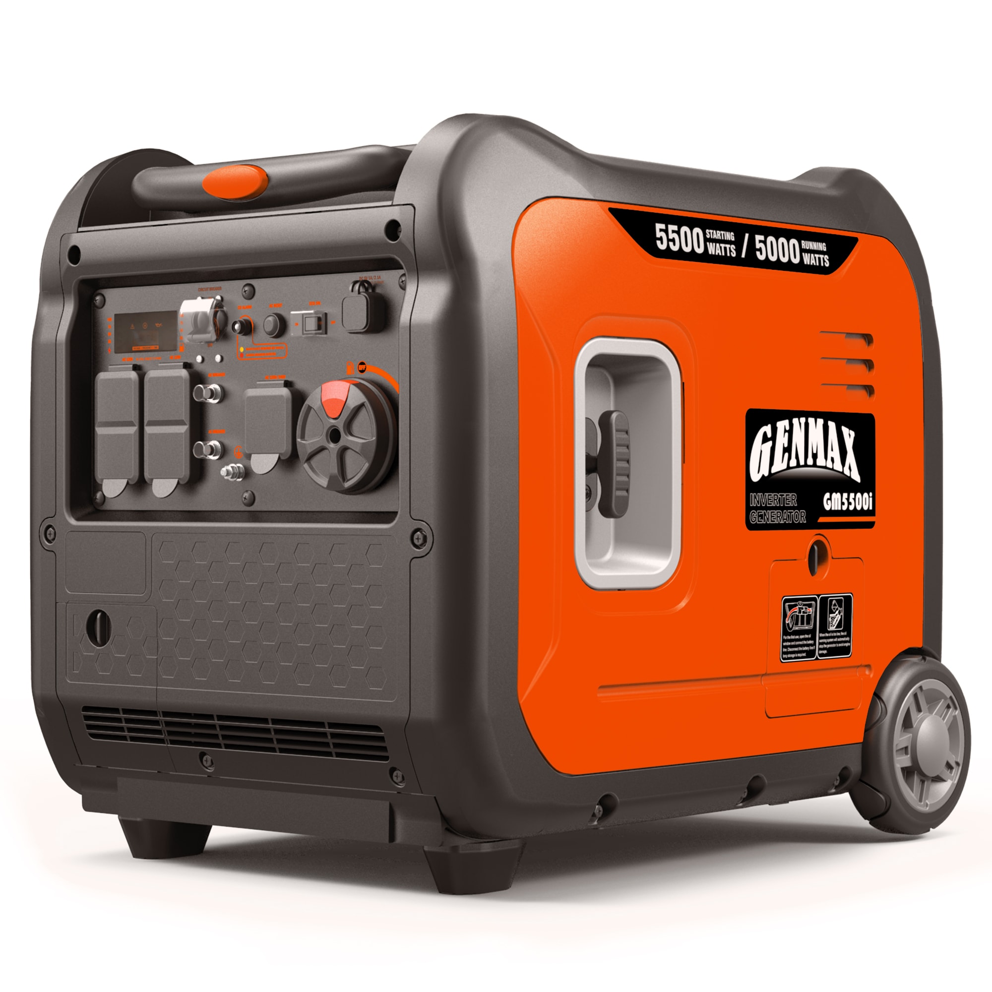 GENMAX Portable Inverter Generator,5500W Ultra-Quiet Gas Engine, EPA Compliant, Eco-Mode Feature, Ultra Lightweight for