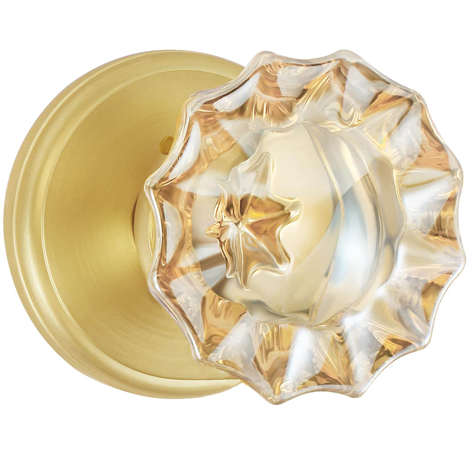 LILILIAN FMY  Champagne Glass Door Knobs Privacy Crystal Door Knobs Interior Satin Brass Brushed Gold Door Knob with Lock