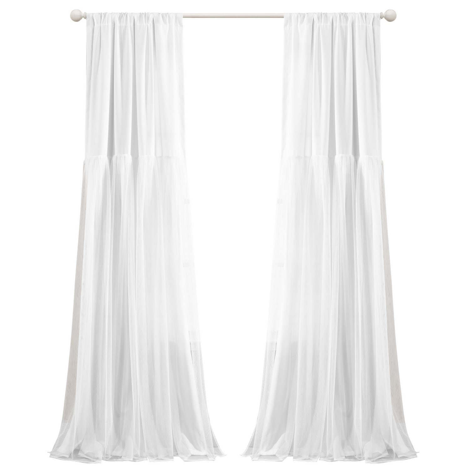 White Sheer Polyester Rod Pocket Window Curtains
