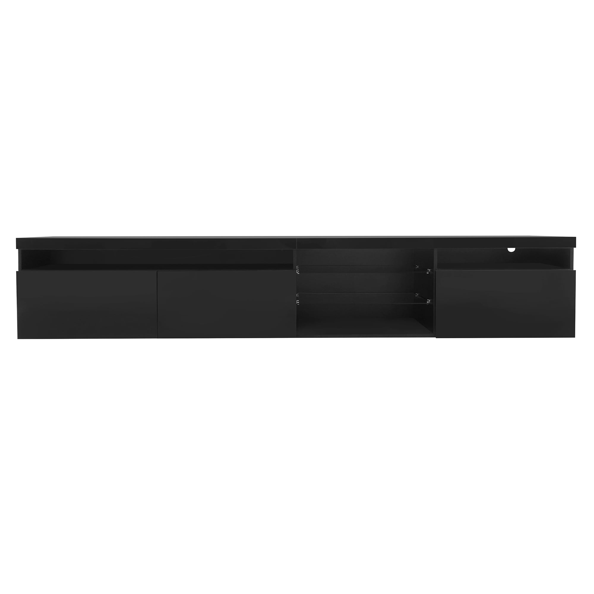 Bybafun - Modern/Contemporary Black 94.5-in W TV stand ( Accommodates TVs more than 70-in )