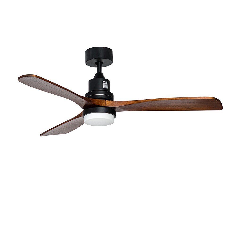 Sunrinx MG40-7-FL 52-Inches White with Brown Blades Color-Changing Indoor/Outdoor Downrod mount Standard Ceiling Fan With Light and Remote ( 3 -Blade)