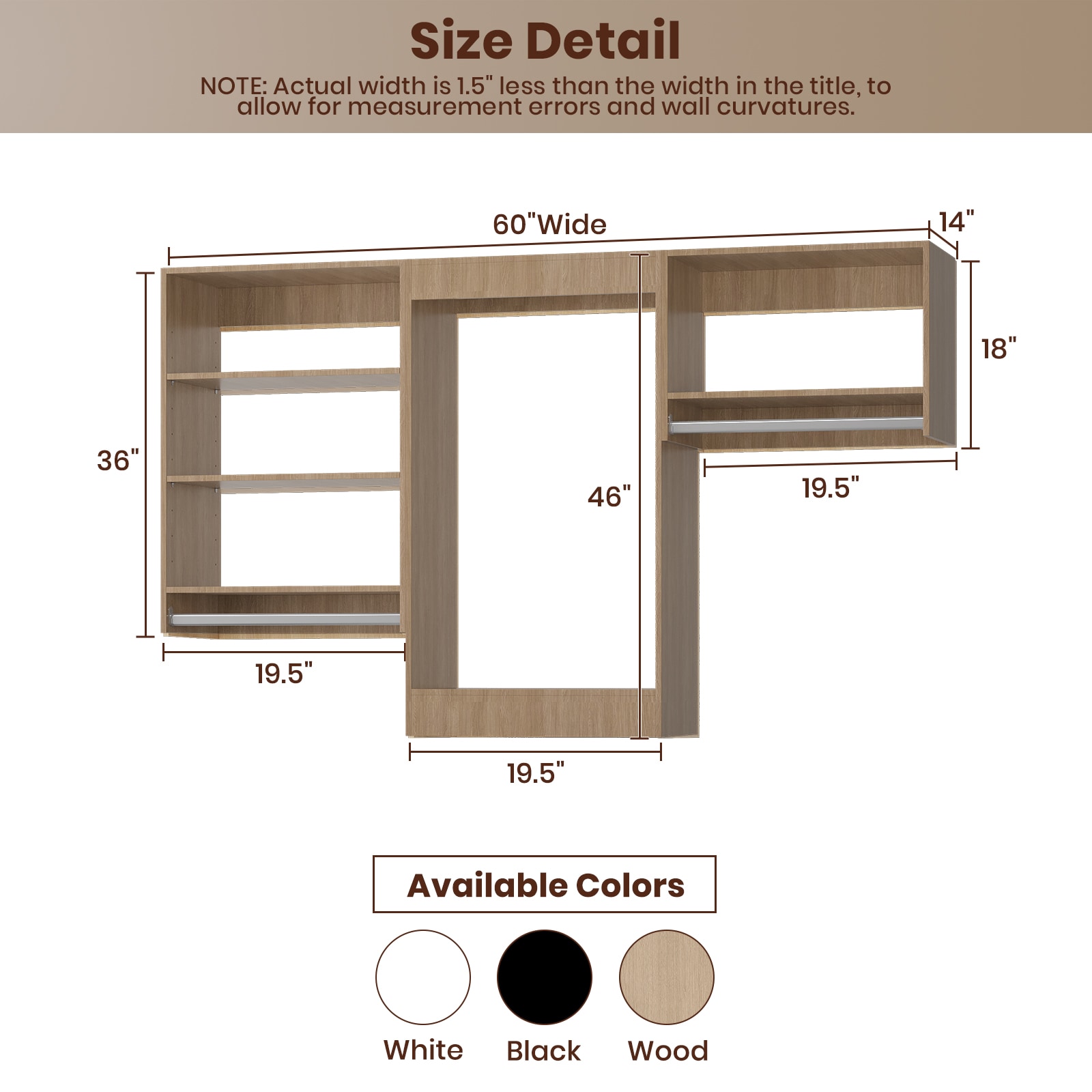 LOVMOR LO-MODEL1-17-ZJL Wood-Closet-Shelves - View #3